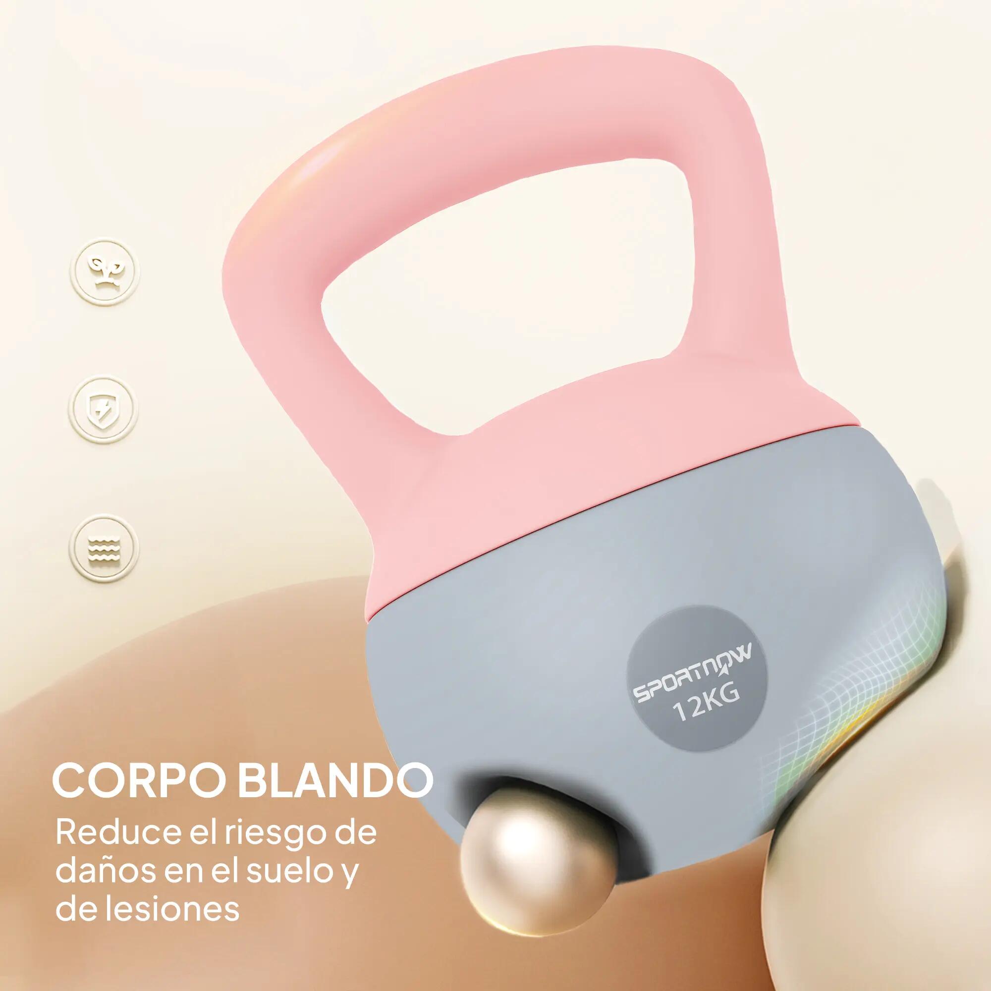Kettlebell 12 kg rempli de sable, poignée antidérapante en métal, pour l'entraîn 6/9