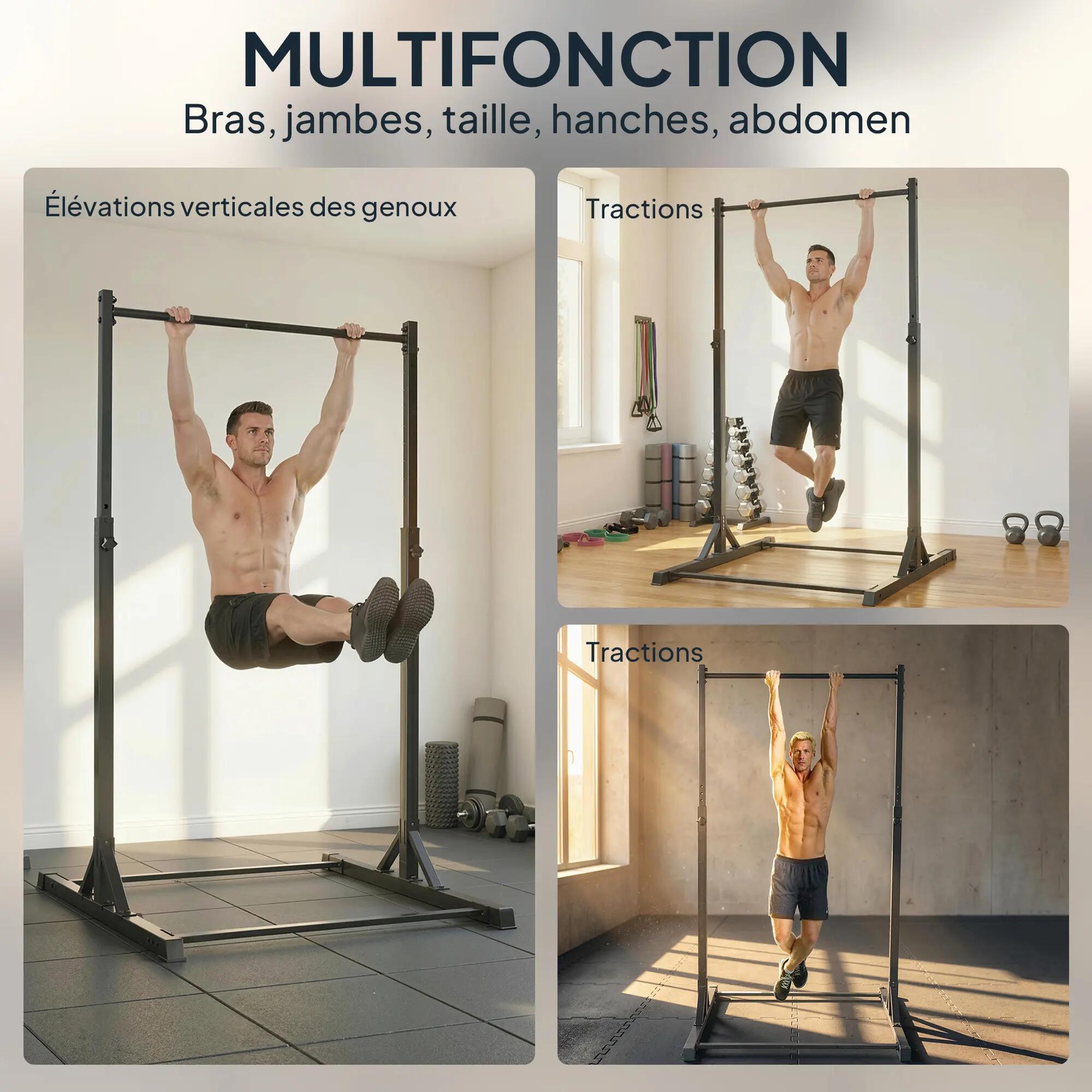 Station de musculation et barre de traction power tower 200 kg avec 8 niveaux de 9/9