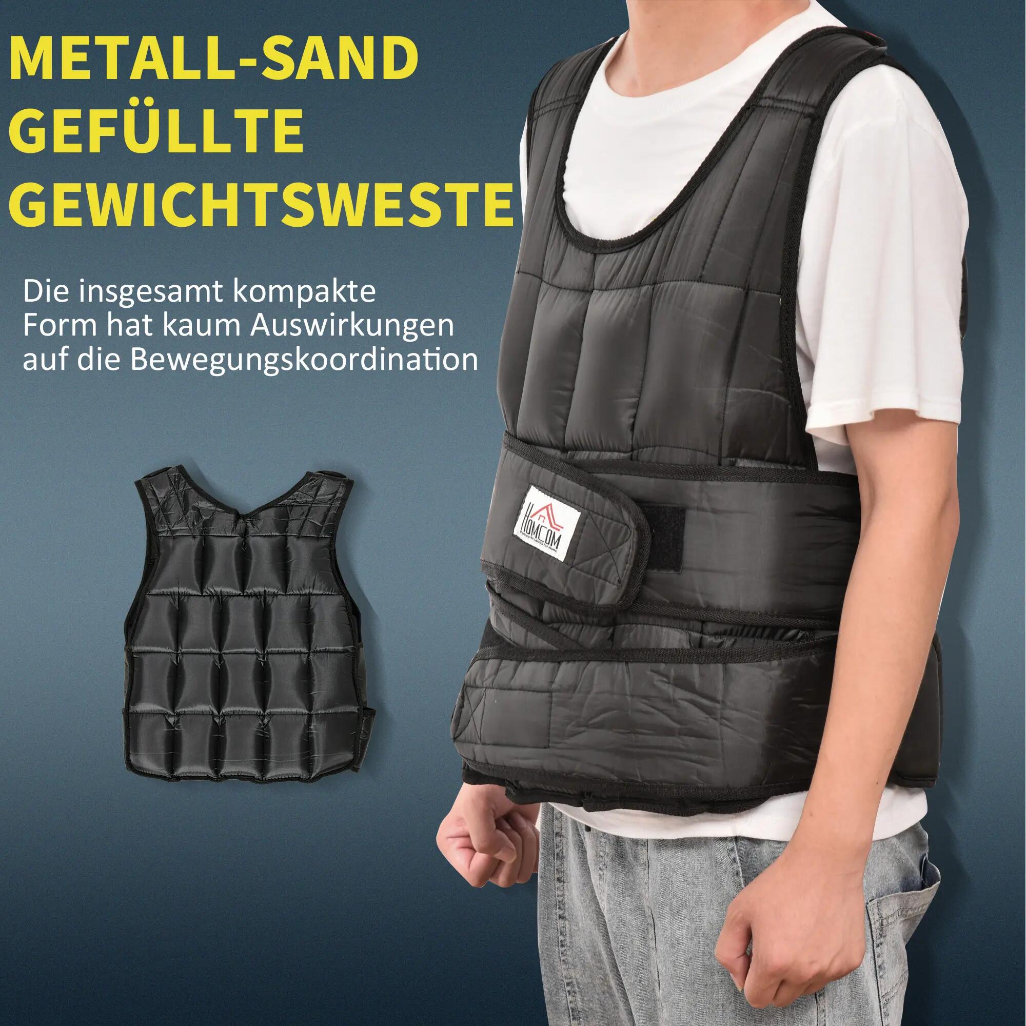 Gilet lesté de 30 kg avec 35 sacs de poids, réglable, pour l'entraînement de la 9/9