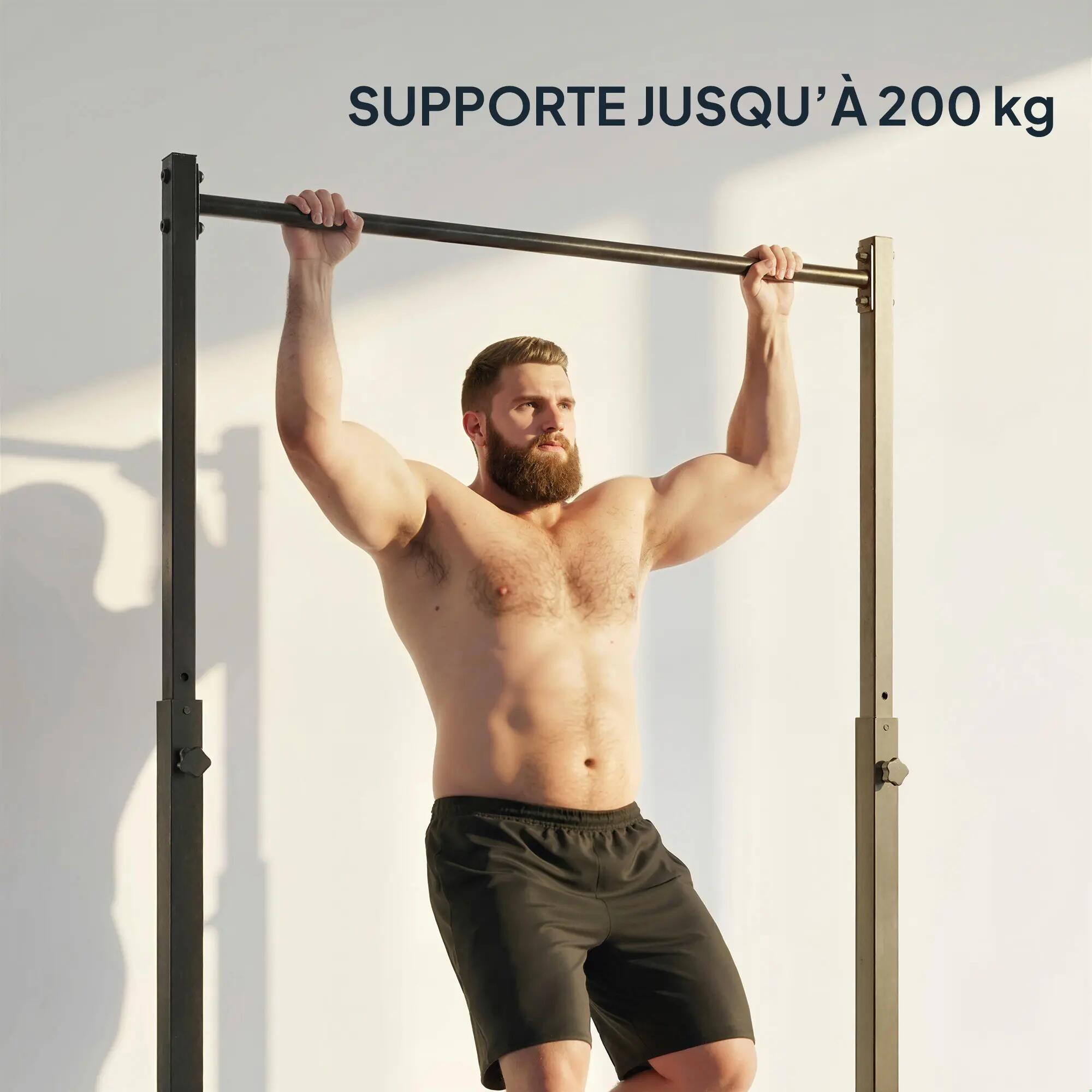 Station de musculation et barre de traction power tower 200 kg avec 8 niveaux de 8/9
