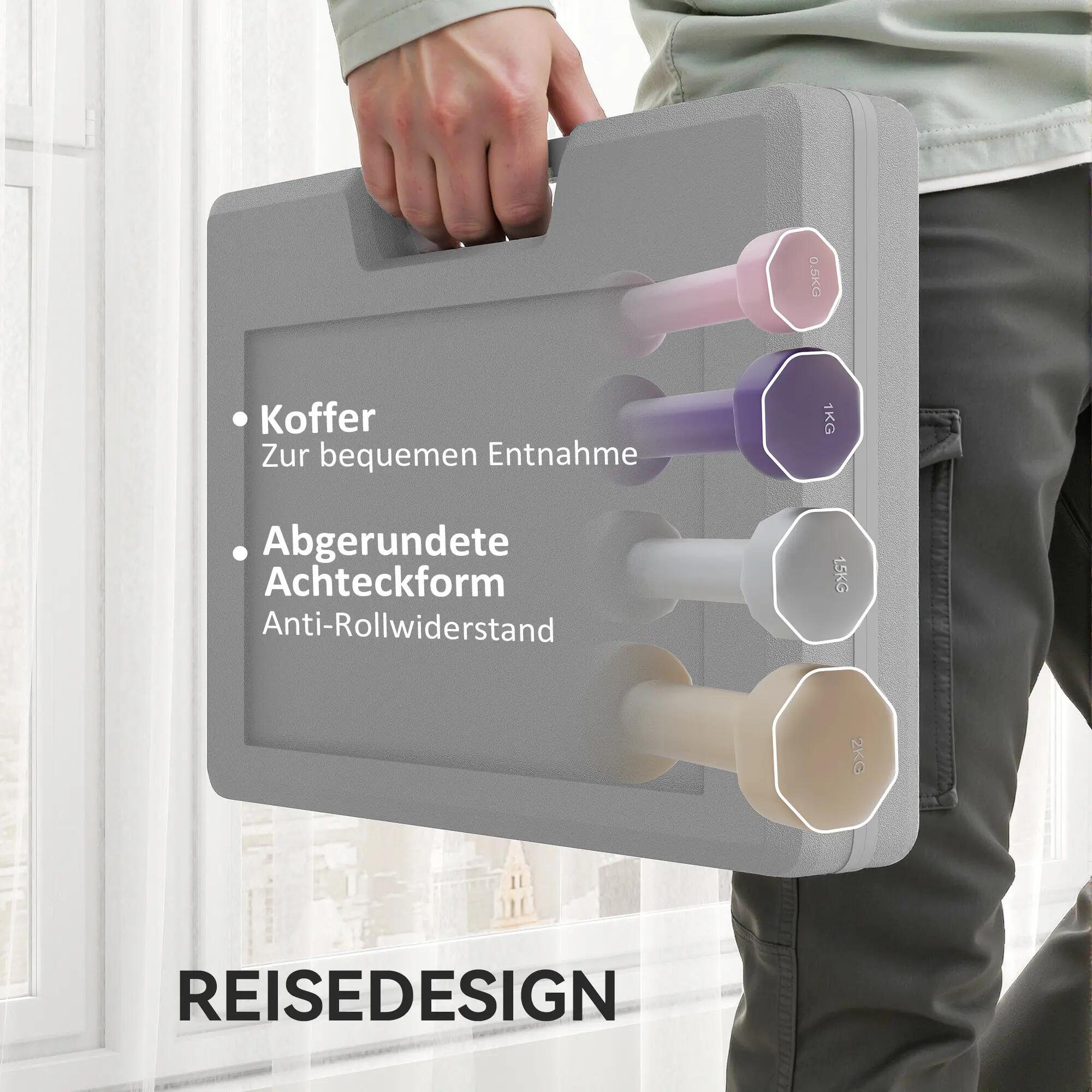 Ensemble d'haltères, 4 paires d'haltères de 0,5 kg à 10 kg avec étui, haltères e 8/9