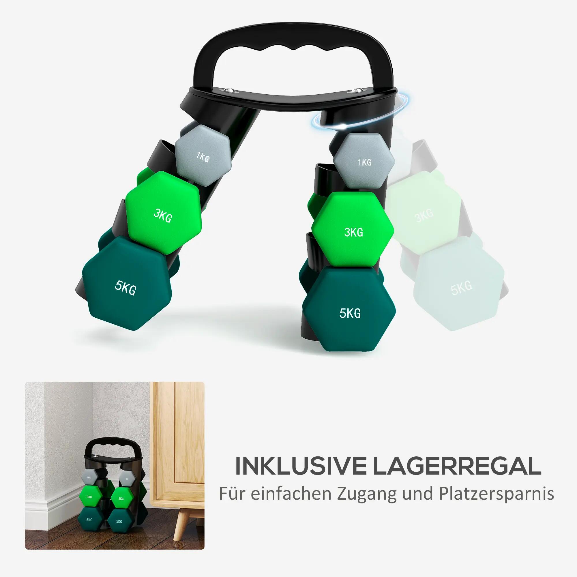 Ensemble d'haltères avec support de rangement, comprenant 6 haltères pour l'entr 7/9