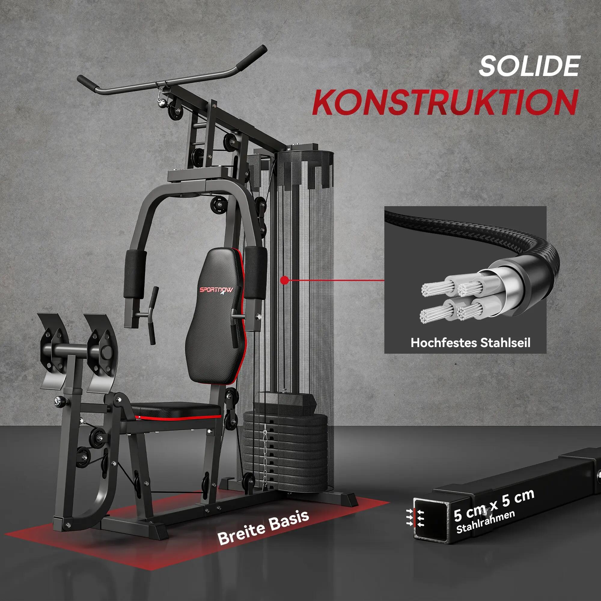 Station de fitness à domicile avec blocs de poids de 45 kg, poulie à câble, stat 8/9