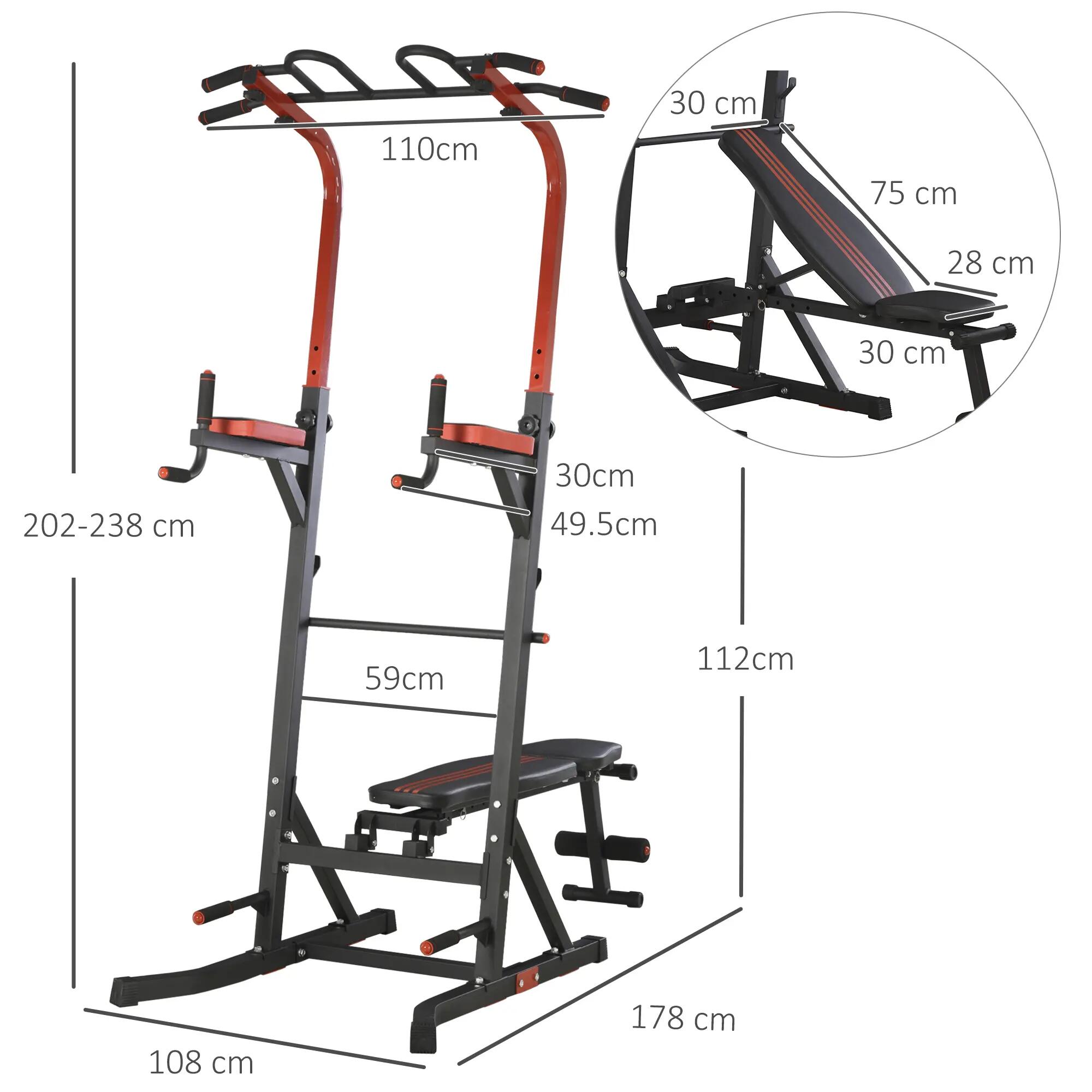 Tour de musculation pliable et multifonctionnelle avec barre de traction et chai 5/9