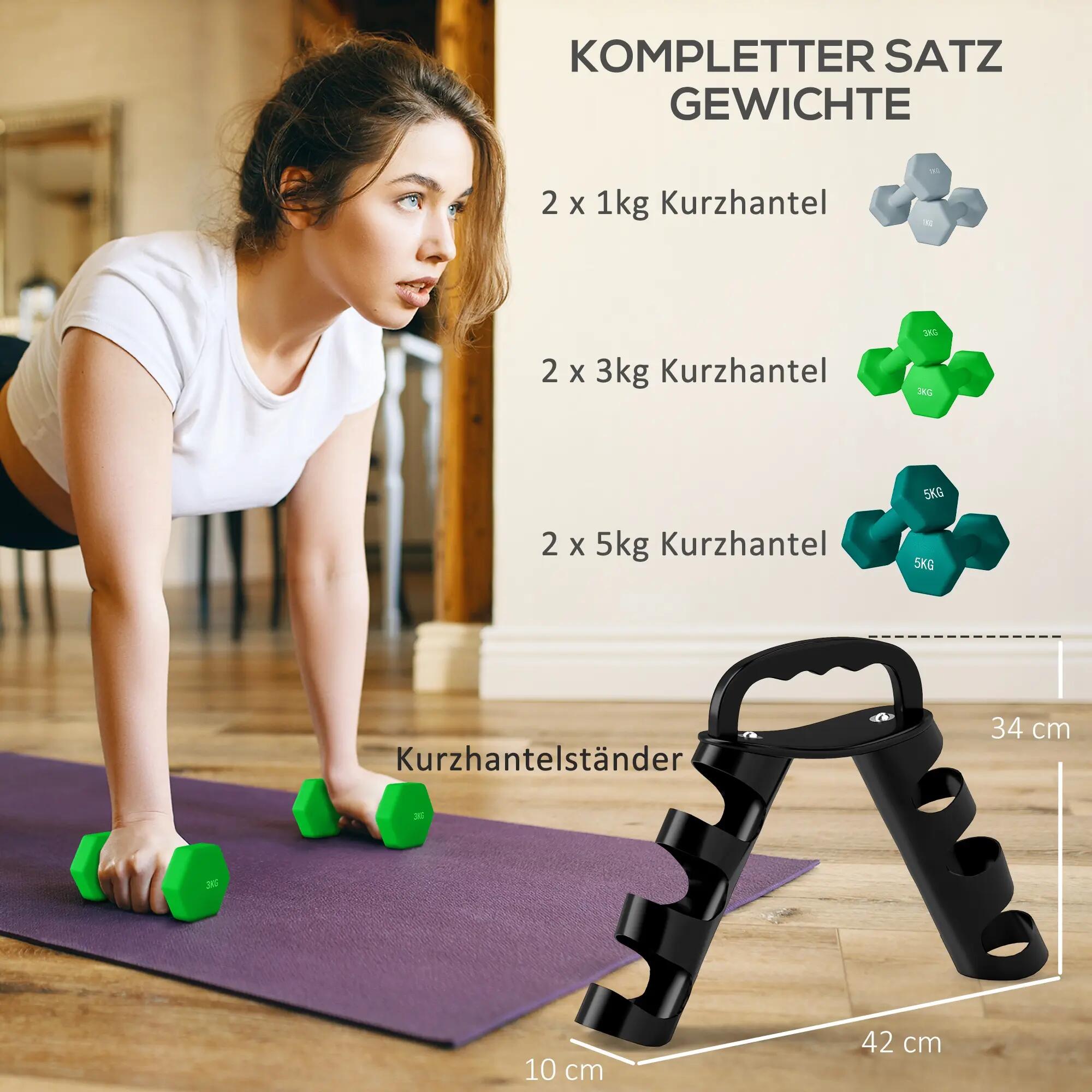 Ensemble d'haltères avec support de rangement, comprenant 6 haltères pour l'entr 6/9