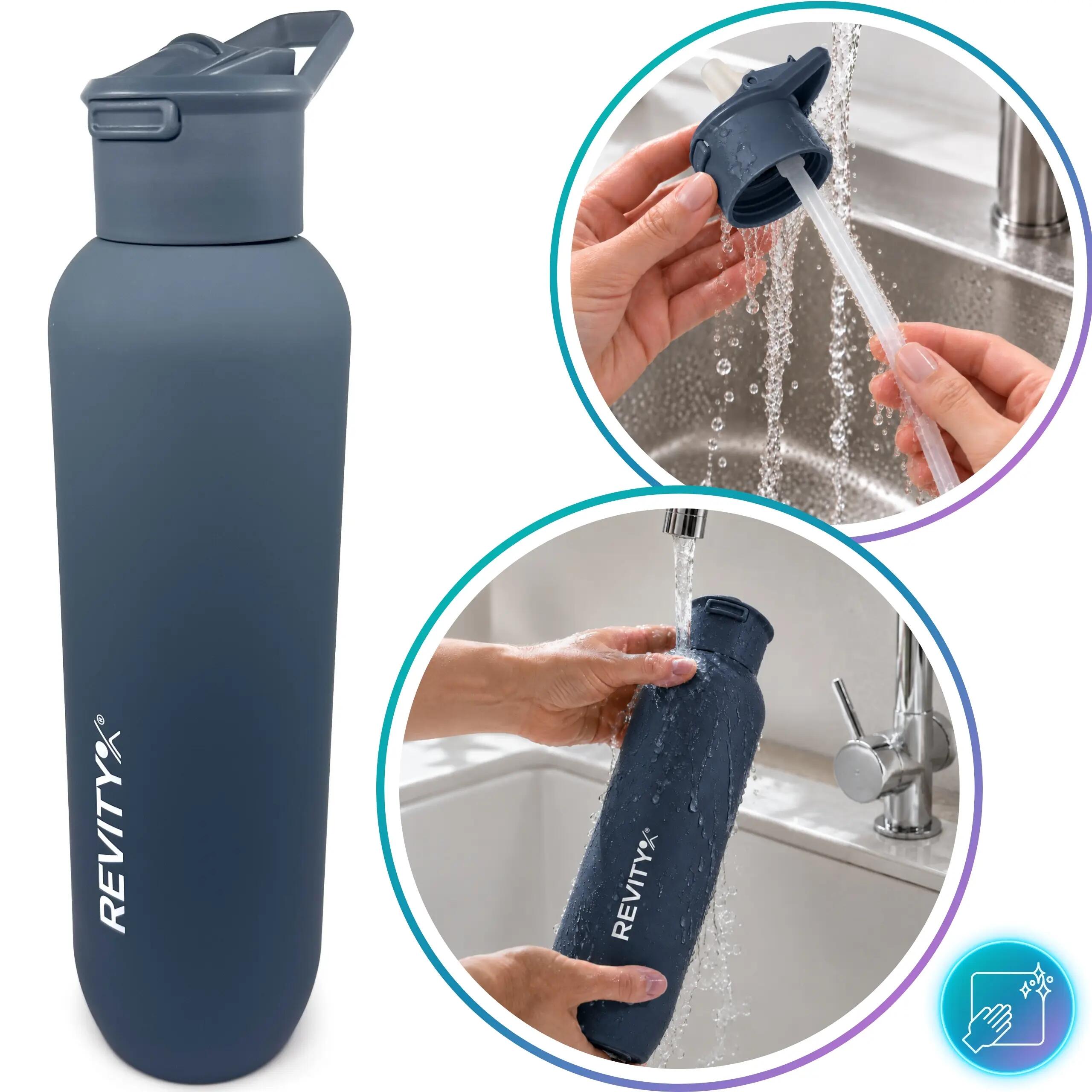 Rvs thermosfles 1 liter met automatische drinktuit 7/14