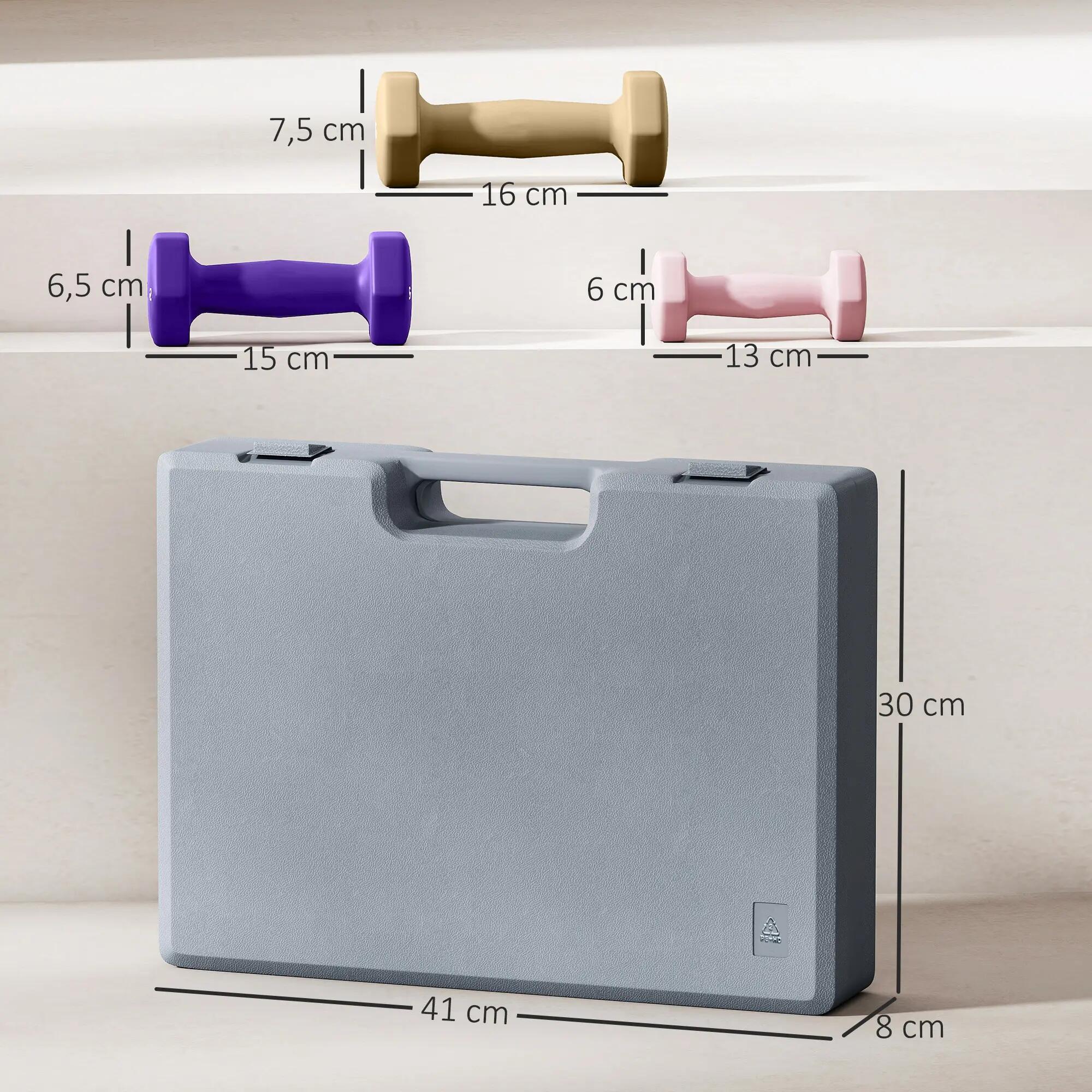 Ensemble d'haltères, 6 haltères avec poids, haltères en acier, 1 kg, 1,5 kg, 2 k 5/9
