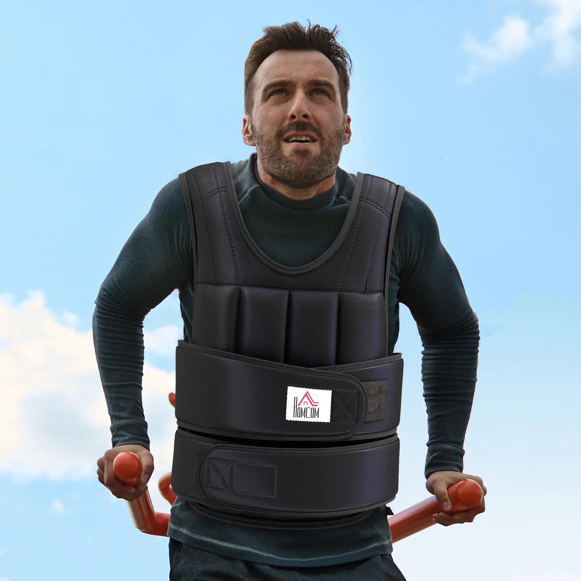 Gilet lesté unisexe de 20 kg avec 38 poids individuels, rembourrage, fermetures 4/9