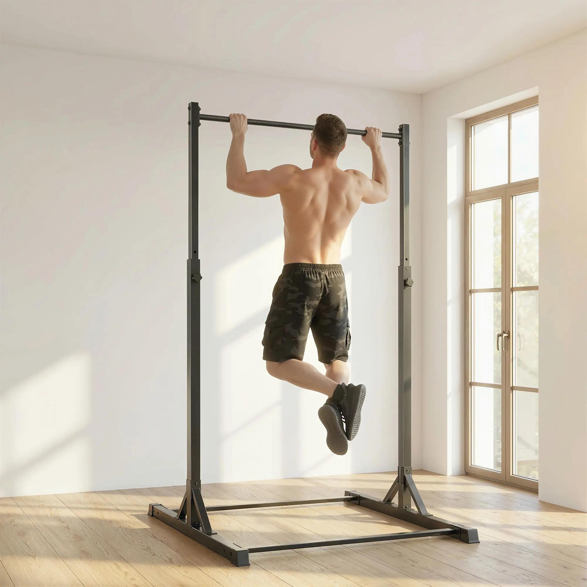 Station de musculation et barre de traction power tower 200 kg avec 8 niveaux de 3/9