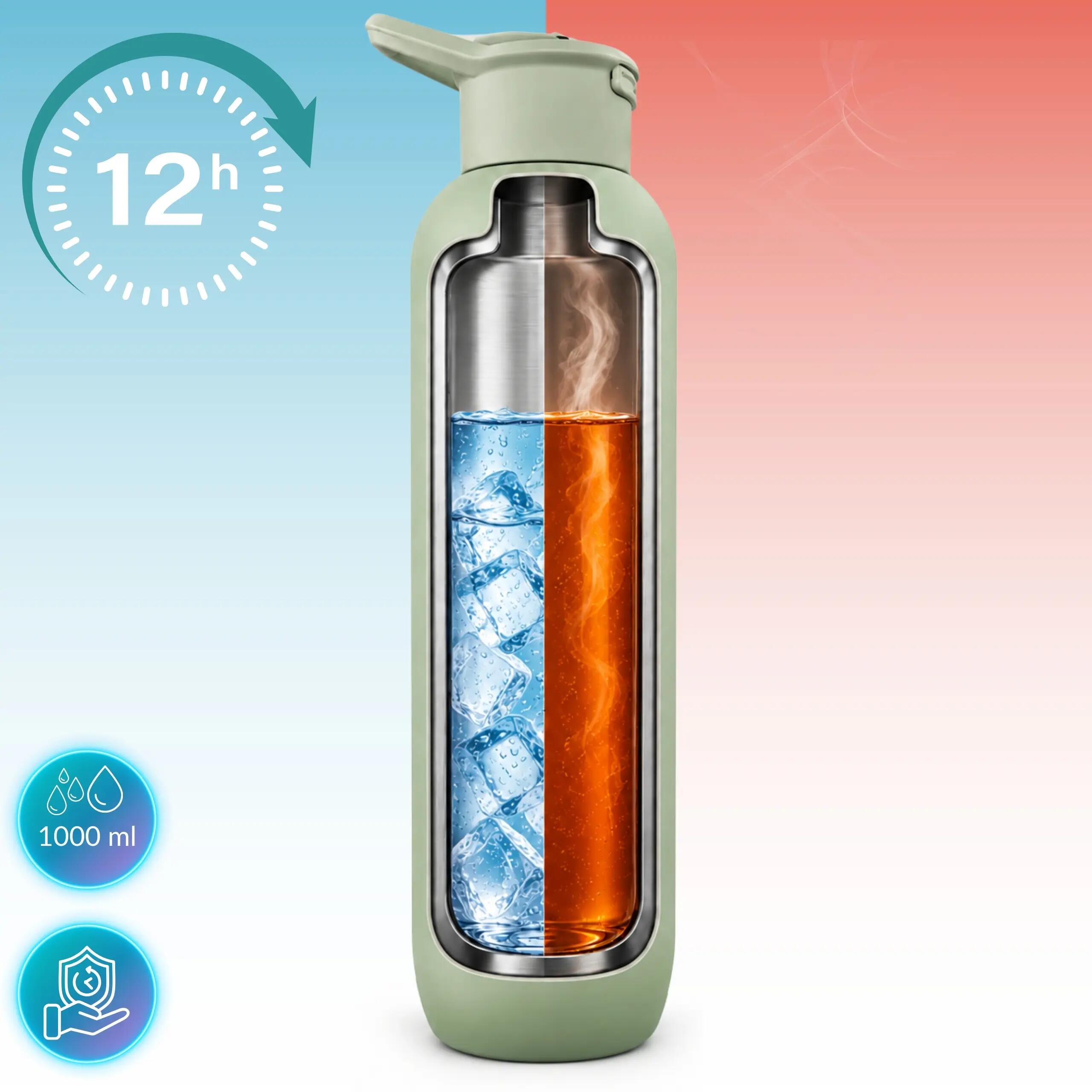 Gourde isotherme inox avec bouchon à ouverture rapide 1 L 5/14
