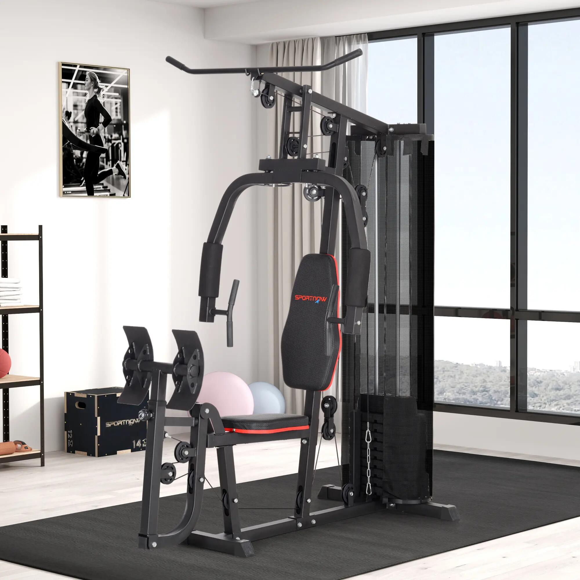 Station de fitness à domicile avec blocs de poids de 45 kg, poulie à câble, stat 4/9