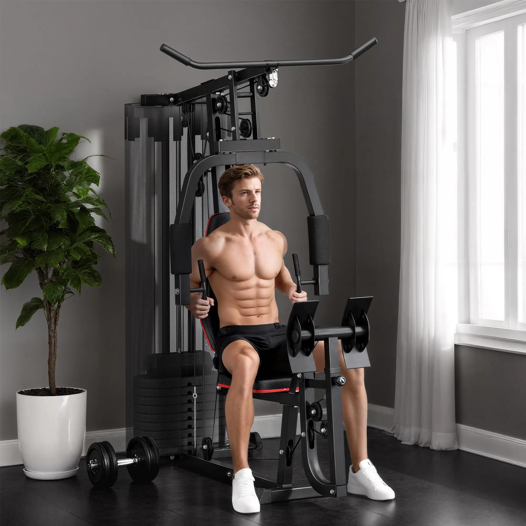 Station de fitness à domicile avec blocs de poids de 45 kg, poulie à câble, stat 3/9