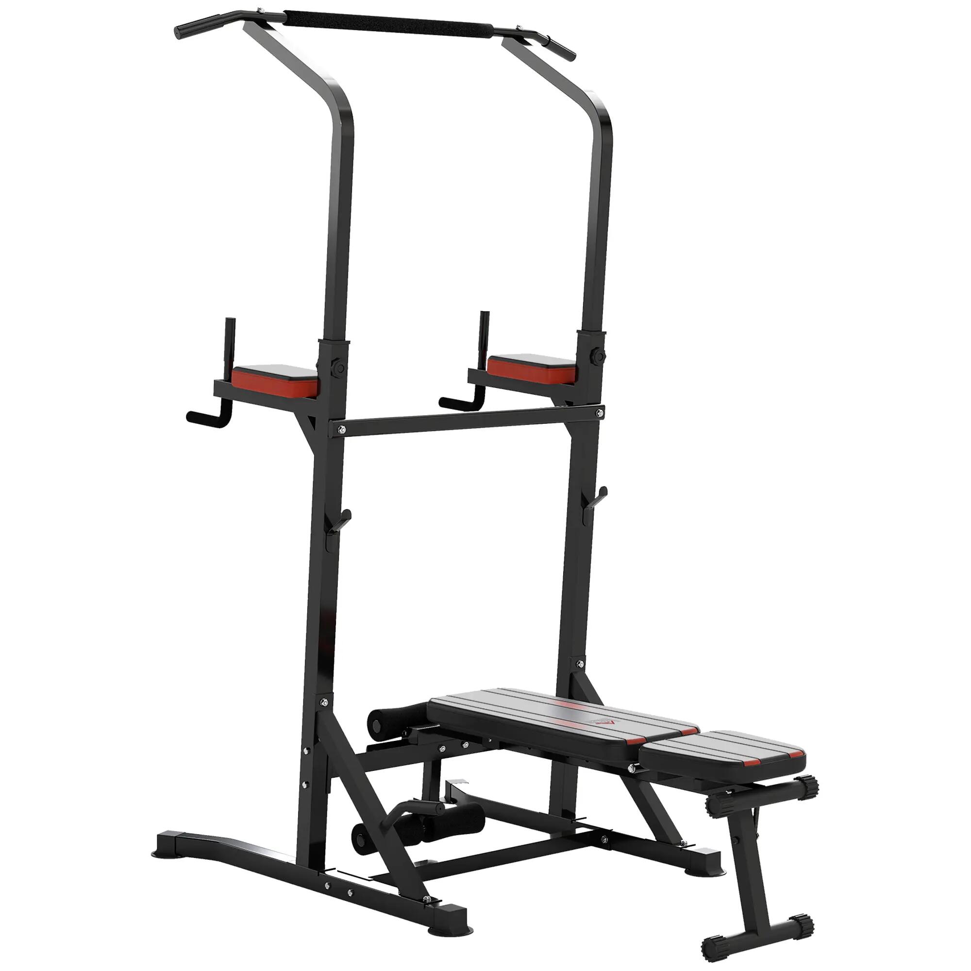 Station de musculation pliable avec hauteur réglable, barre de traction et banc 2/9