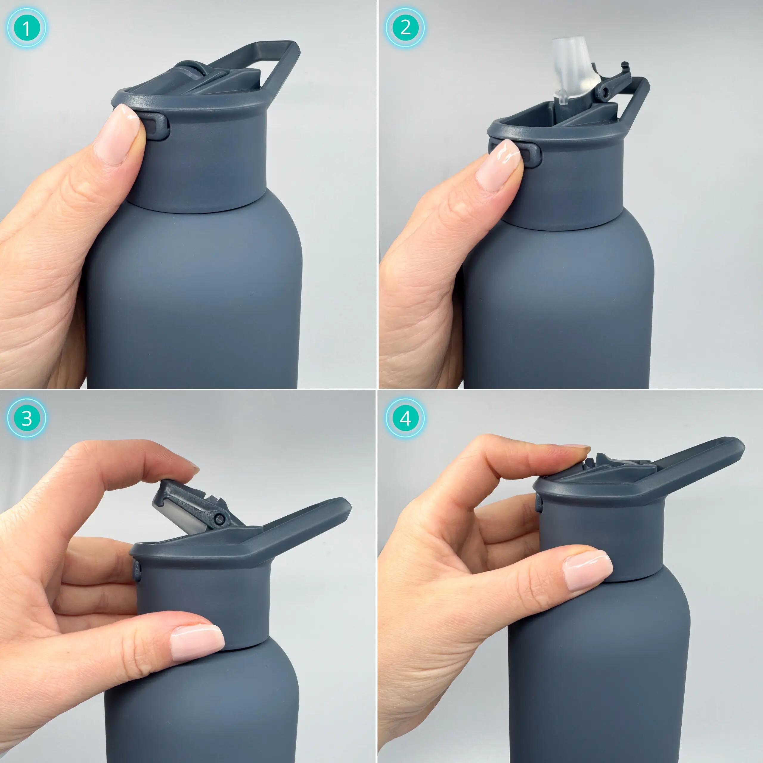 Rvs thermosfles 1 liter met automatische drinktuit 3/14