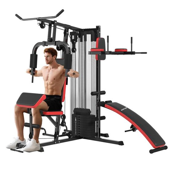 Appareil de musculation multifonctions avec disques de 45 kg, charge maximale 11