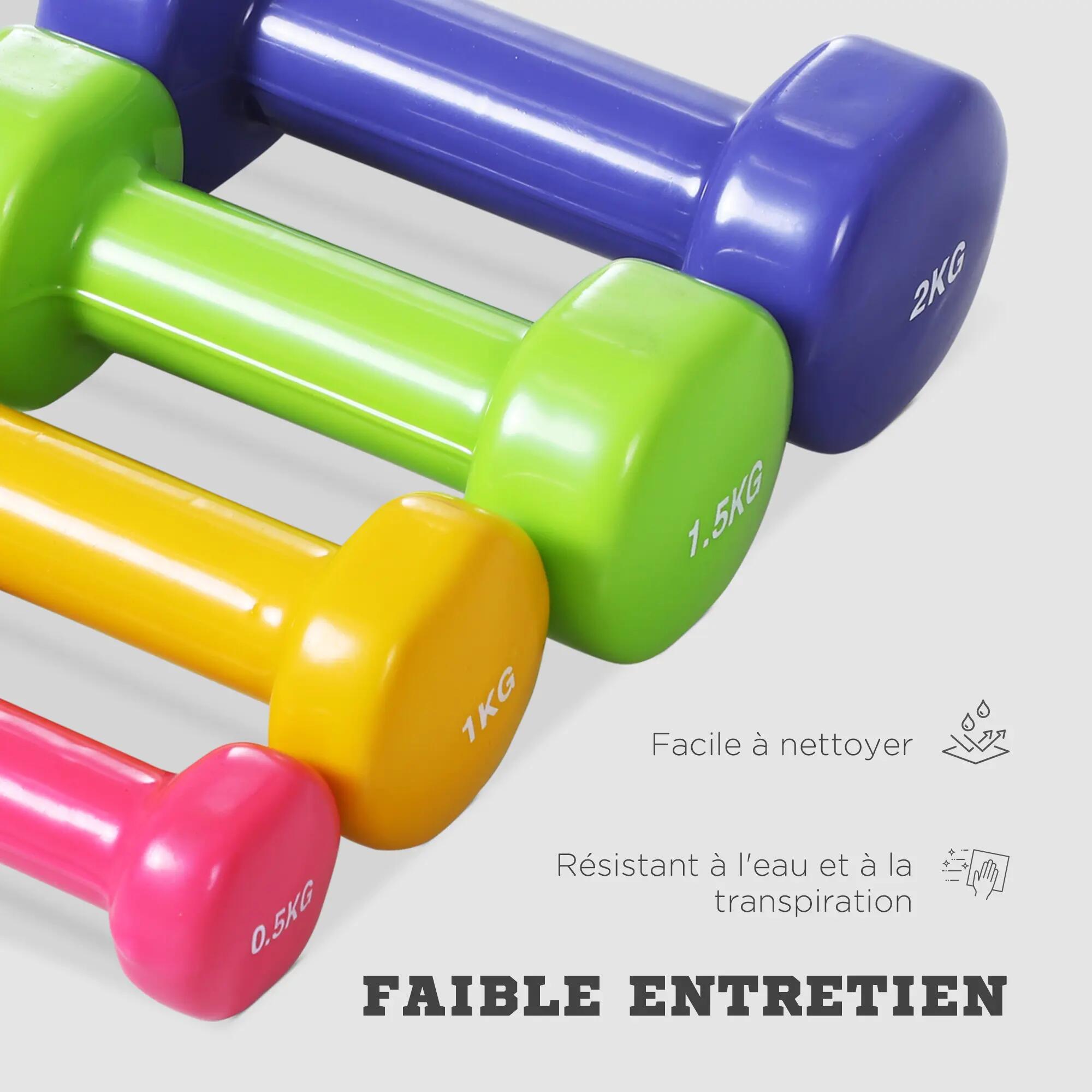 Ensemble d'haltères courtes total 10 Kg - paires de 0.5/1/1.5/2 Kg avec malette 9/9