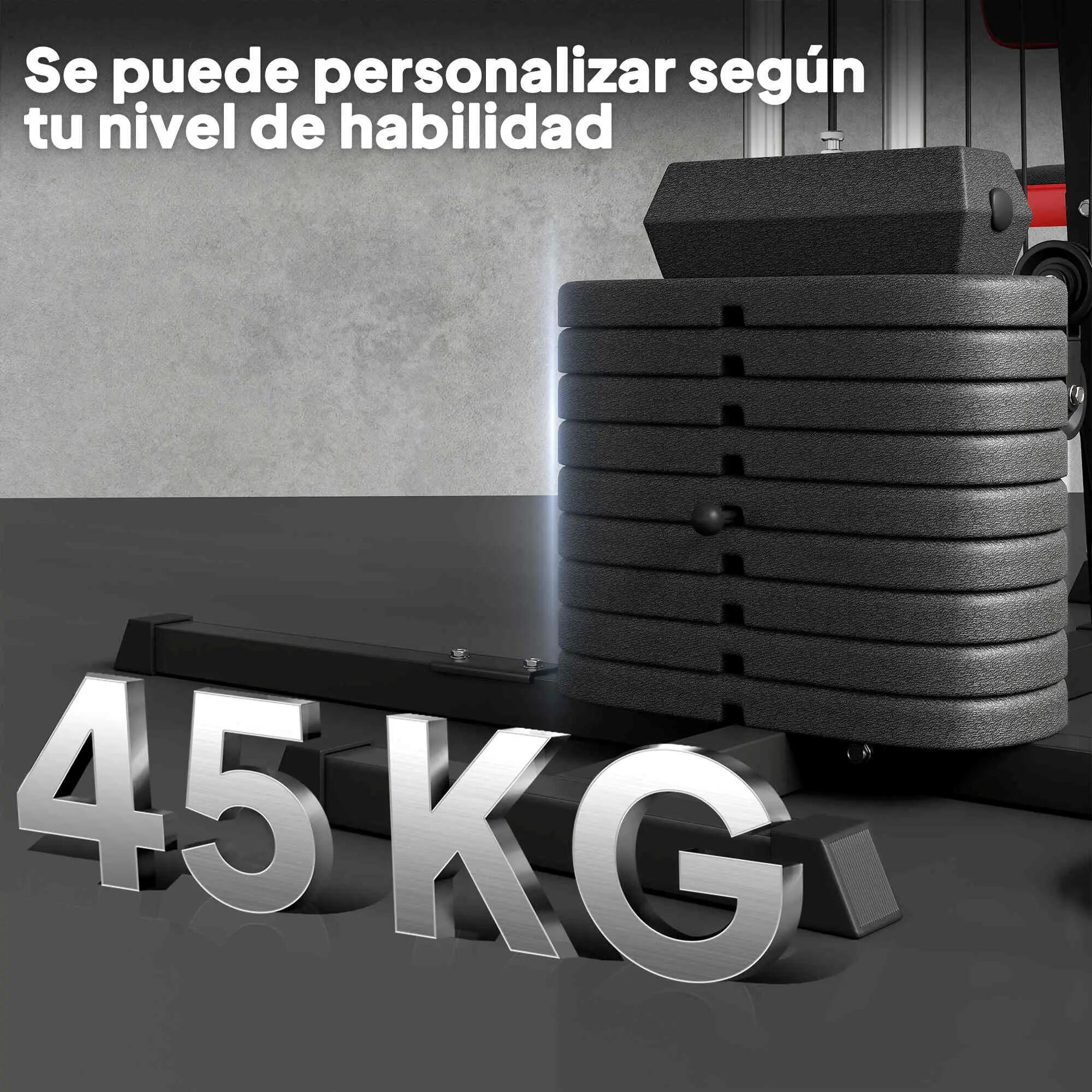 Appareil de musculation multifonctions avec disques de 45 kg, charge maximale 11 9/9