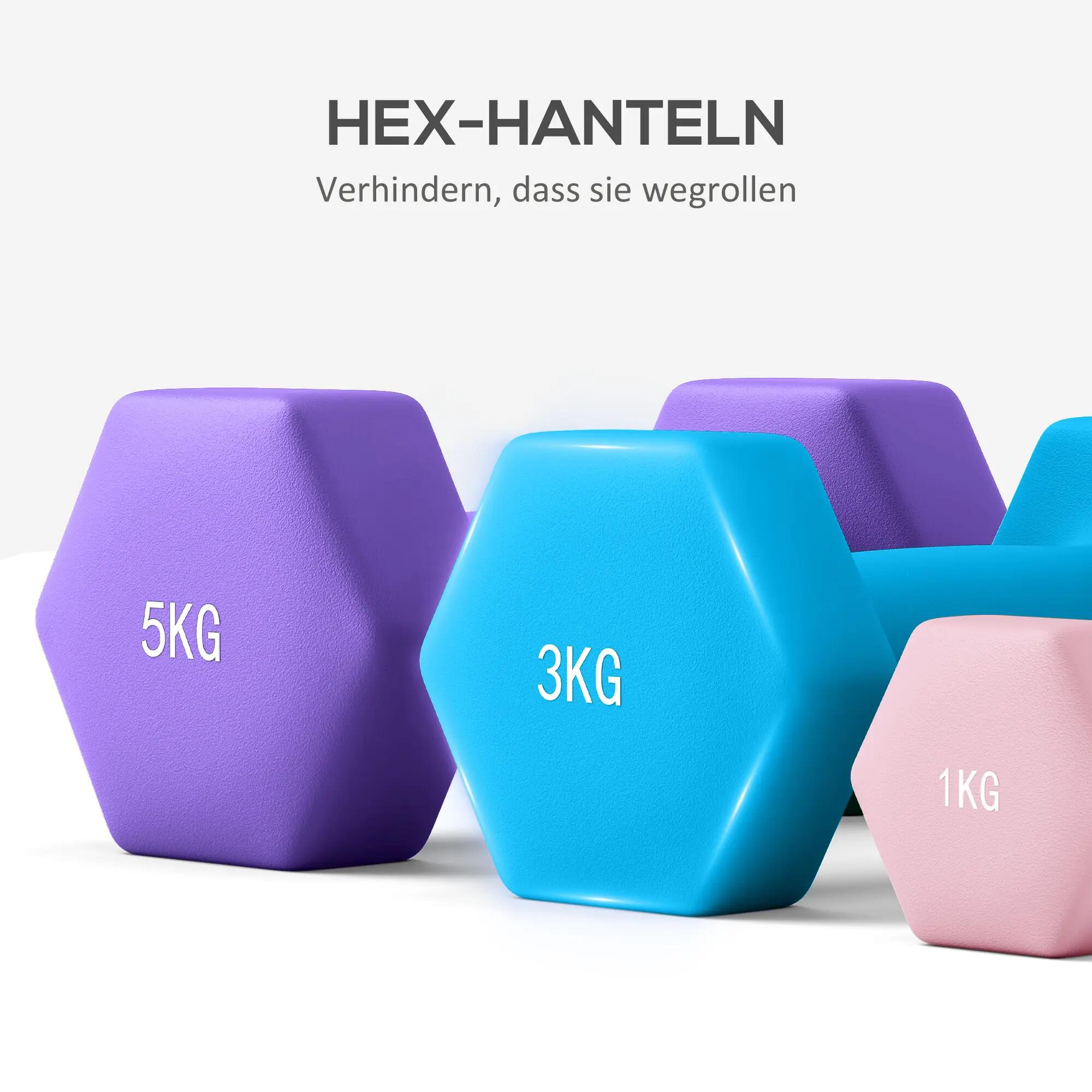 Ensemble d'haltères avec support de rangement, comprenant 6 haltères pour l'entr 9/9