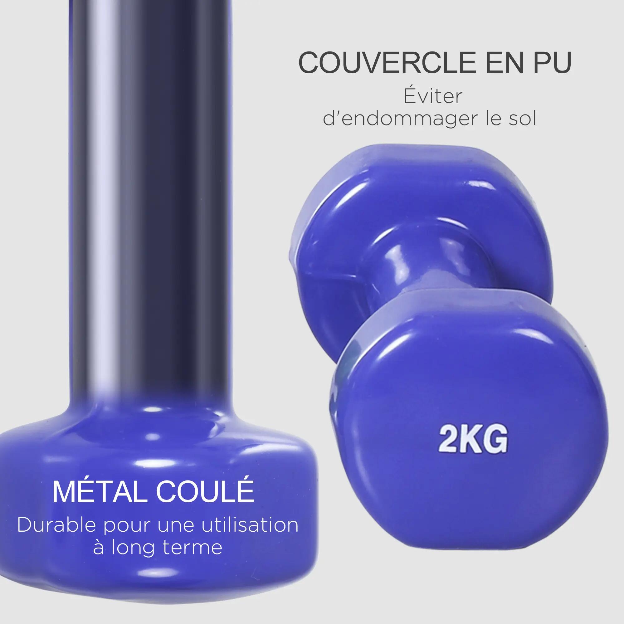 Ensemble d'haltères courtes total 10 Kg - paires de 0.5/1/1.5/2 Kg avec malette 7/9