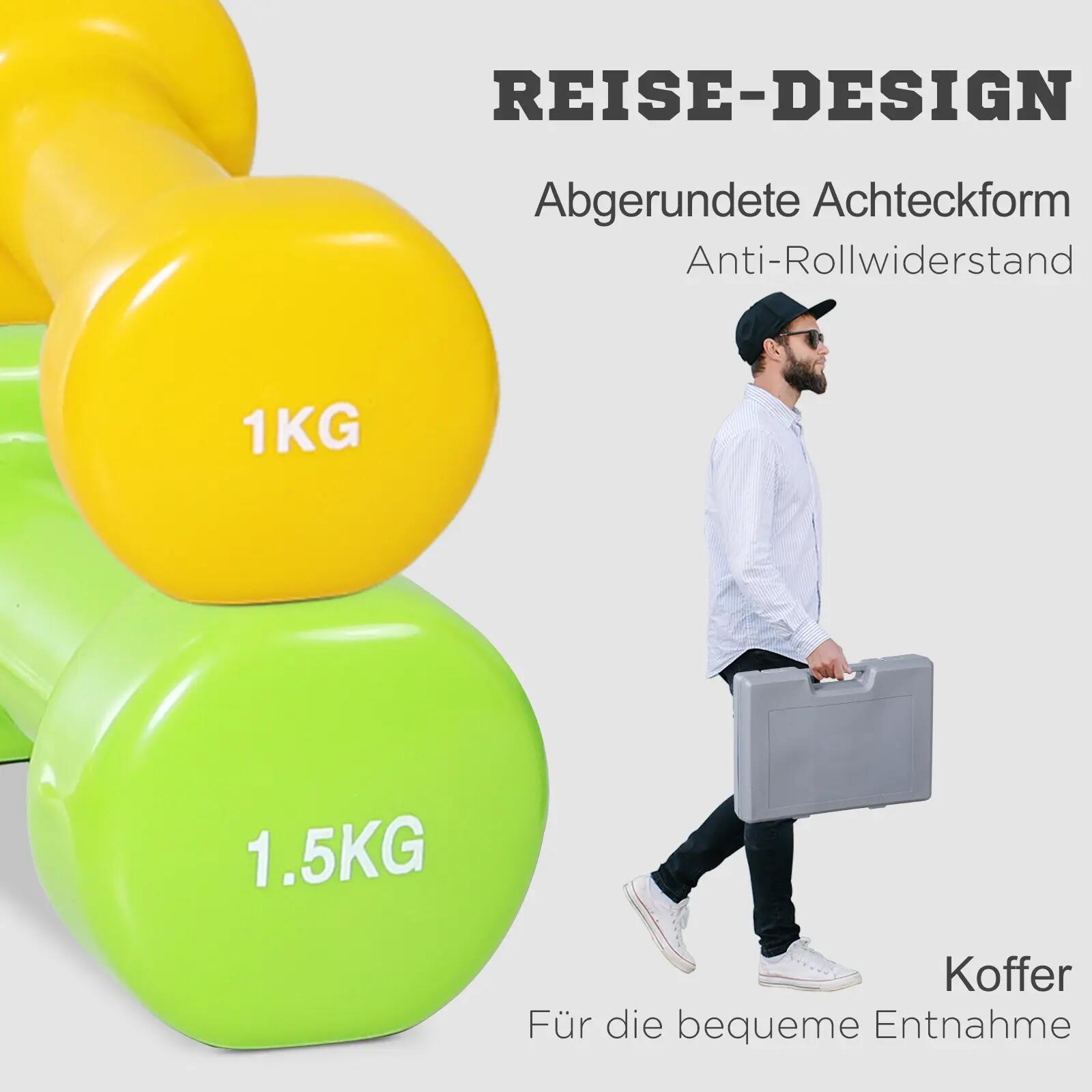 Ensemble d'haltères, 4 paires d'haltères avec étui, 0,5 kg/1 kg/1,5 kg/2 kg, en 8/9