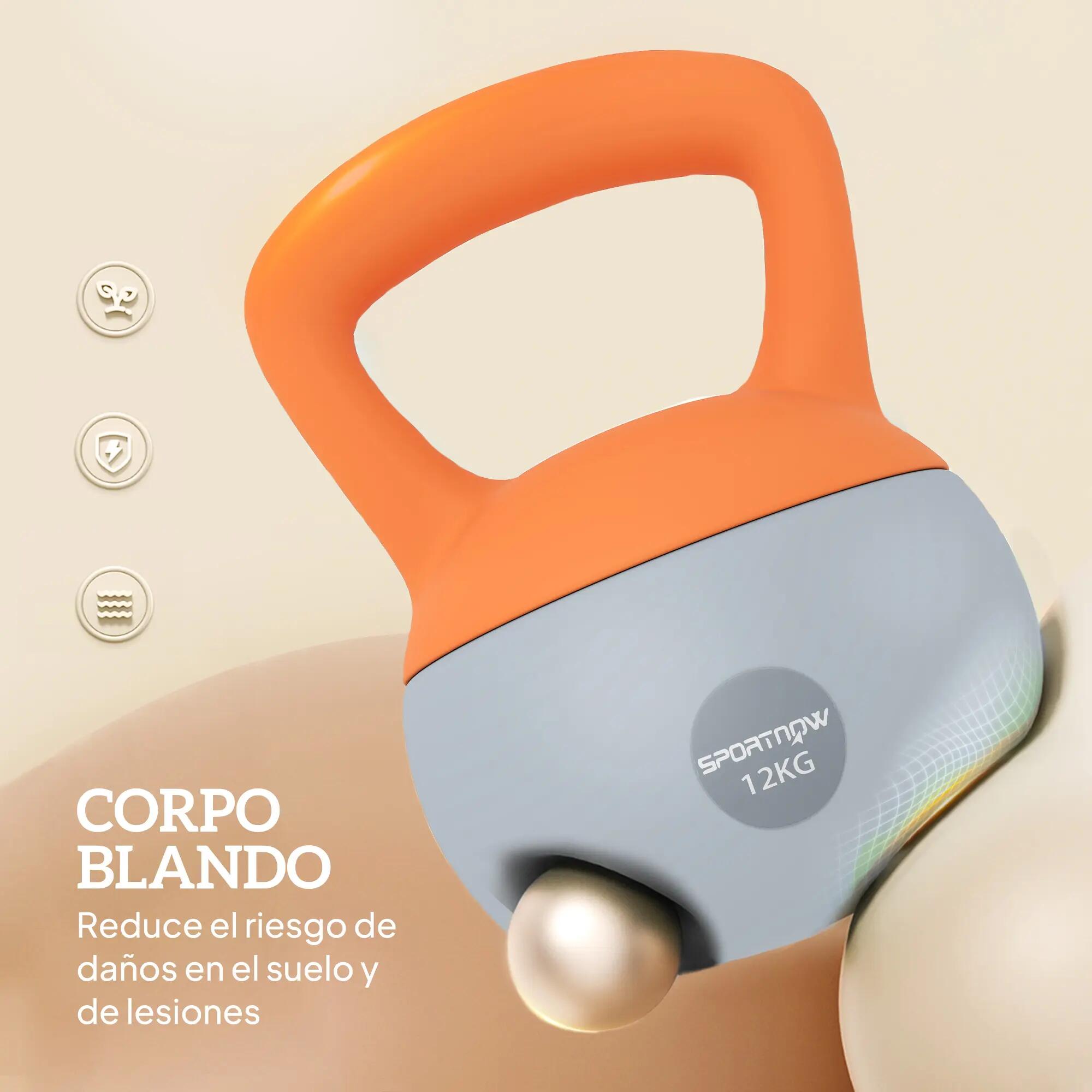 Kettlebell 12 kg rempli de sable, poignée antidérapante en métal, pour usage dom 6/9