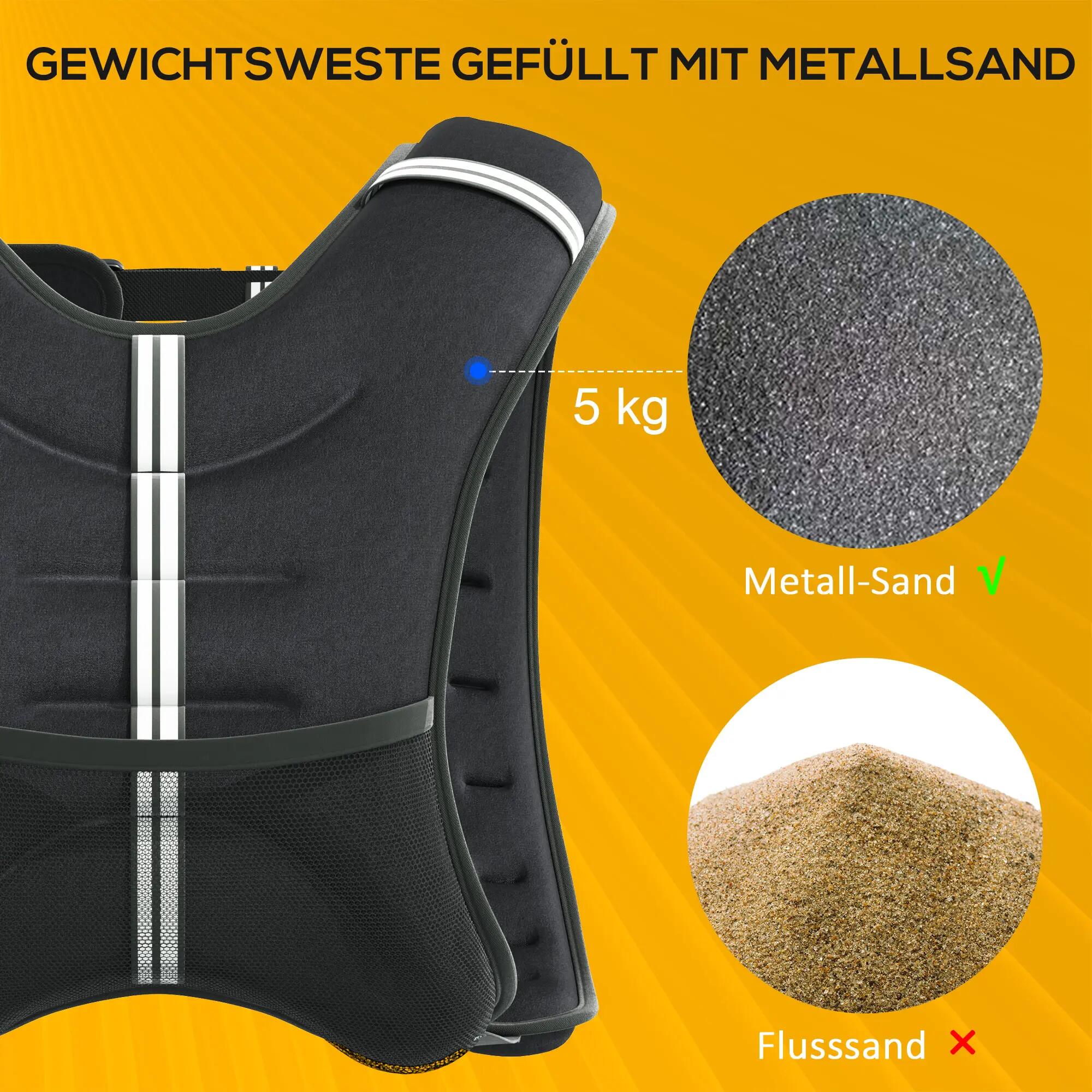 Gilet lesté de 5 kg / 8 kg / 10 kg, ajustable et avec poids amovibles, idéal pou 7/9