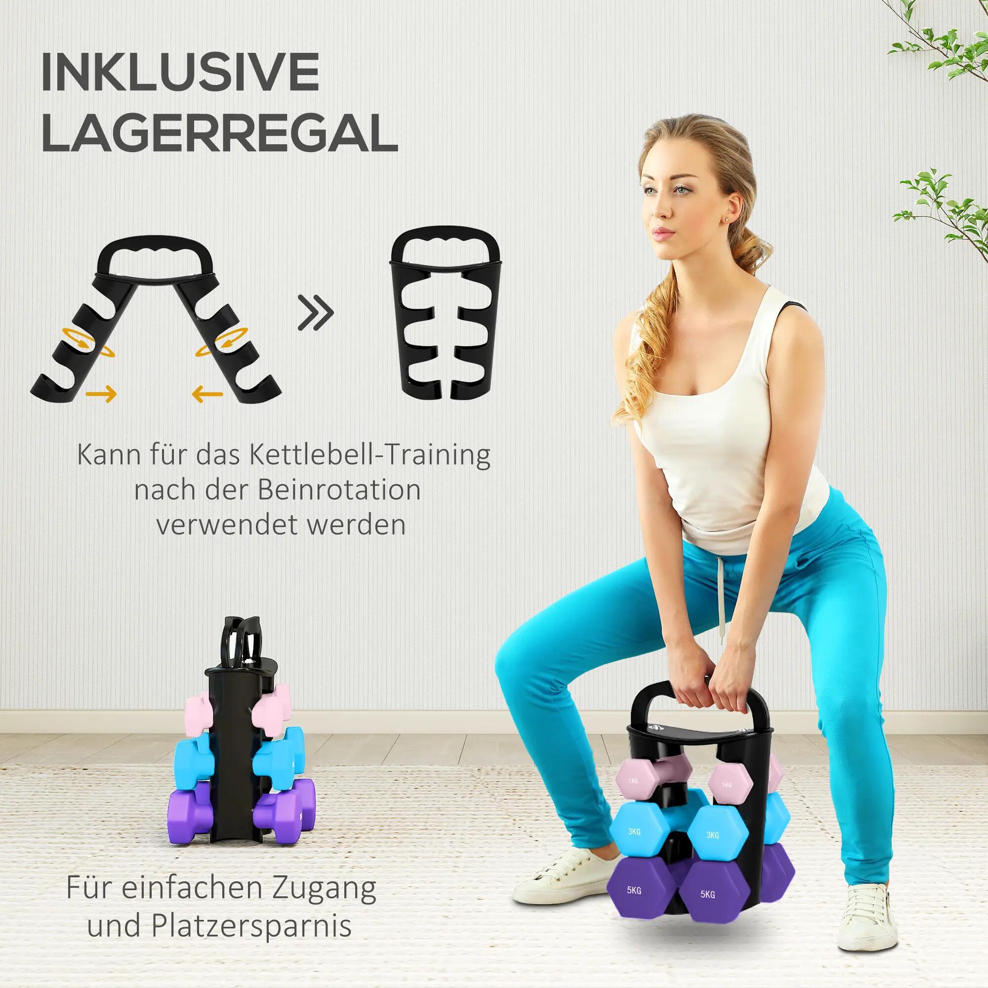 Ensemble d'haltères avec support de rangement, comprenant 6 haltères pour l'entr 7/9
