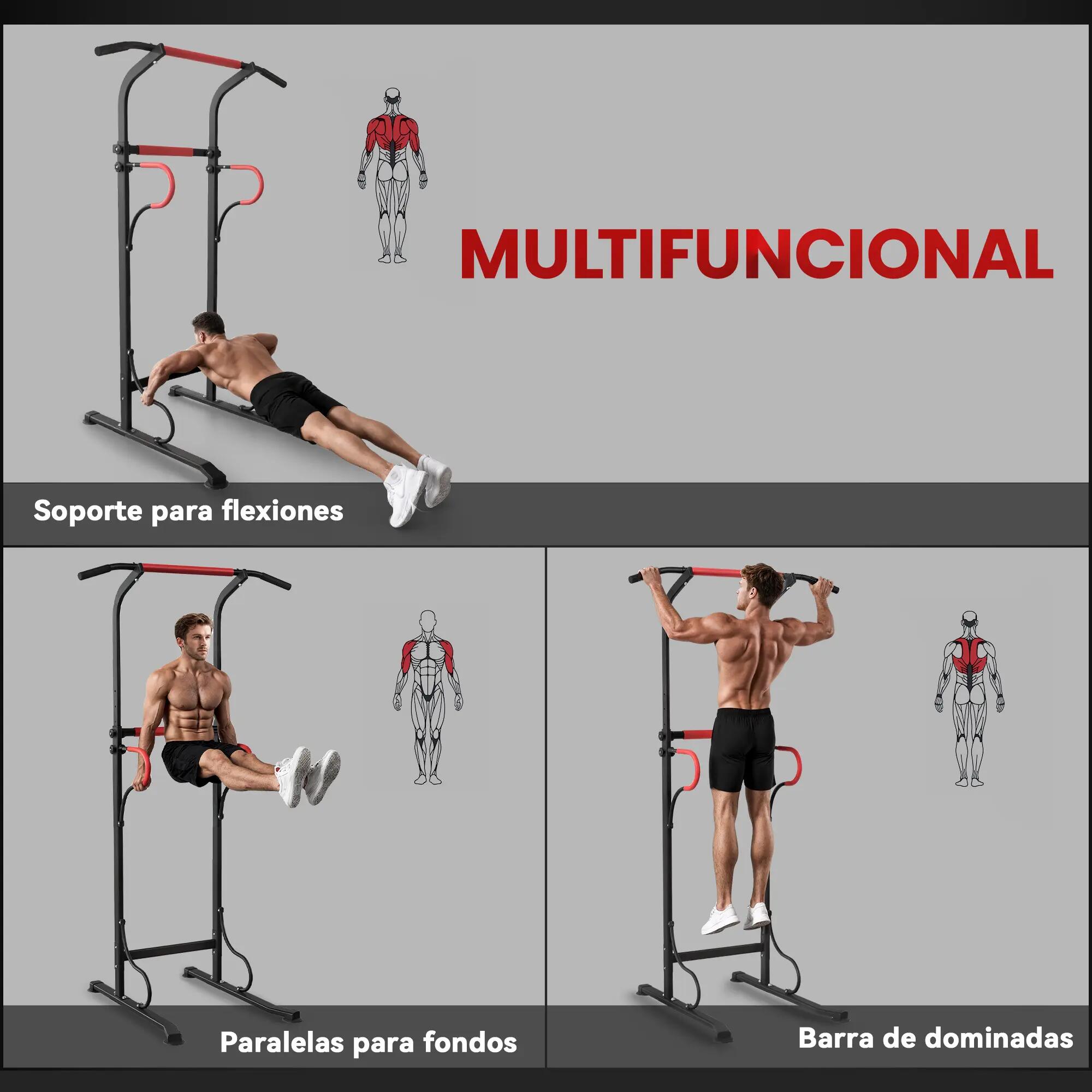 Barre de traction réglable en hauteur, station de dips robuste pour musculation 6/9
