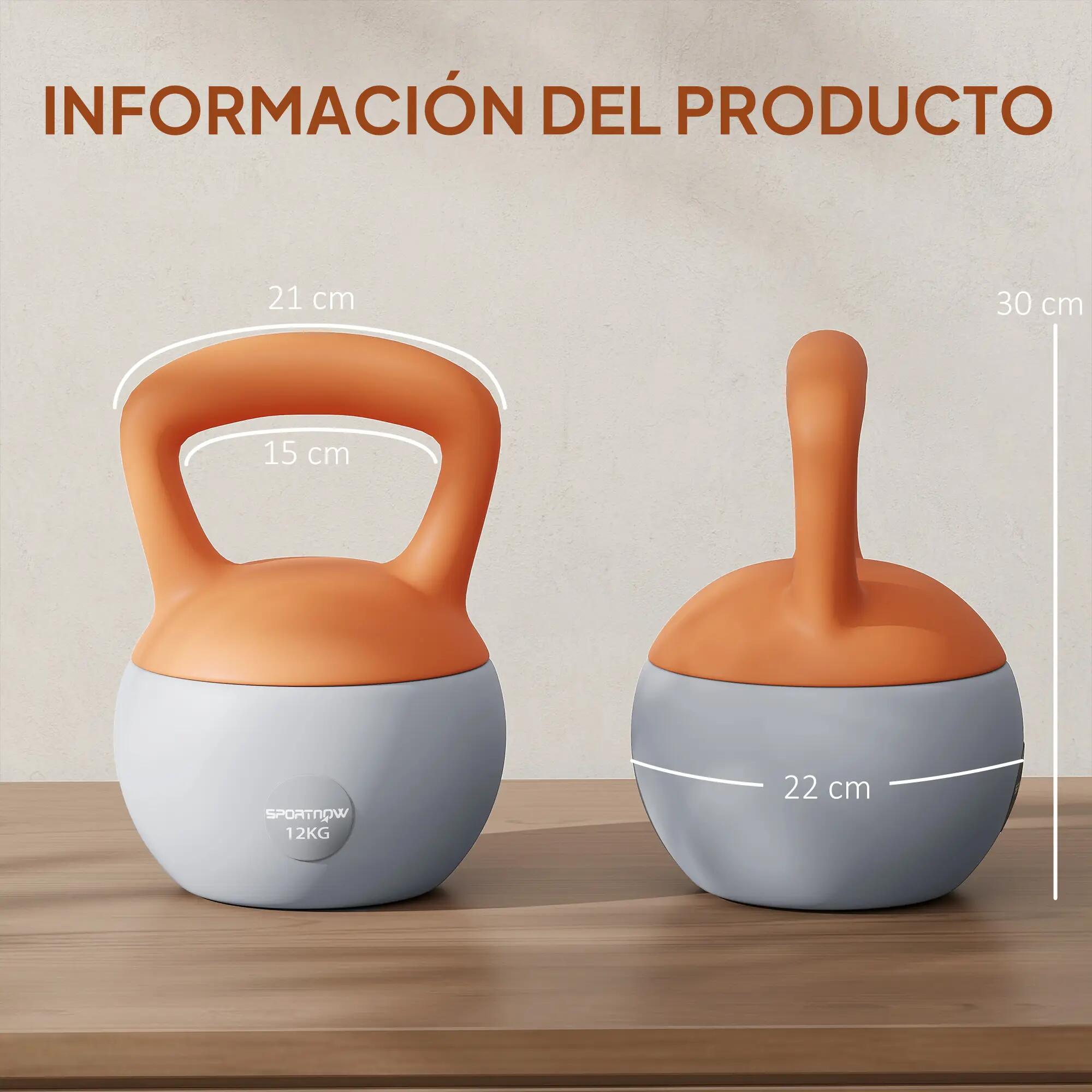Kettlebell 12 kg rempli de sable, poignée antidérapante en métal, pour usage dom 5/9