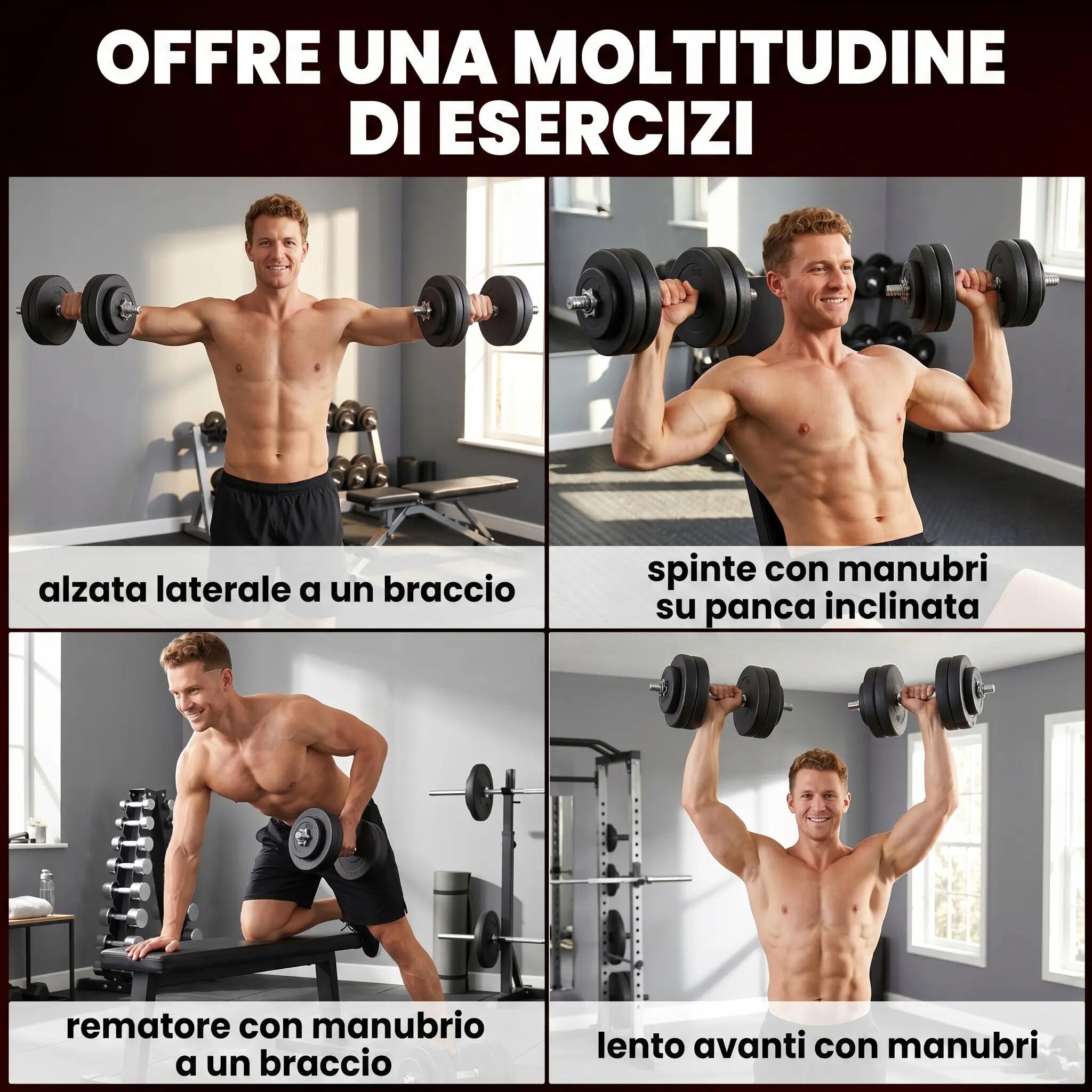 Ensemble de 12 haltères de musculation de 50 kg (8 x 5 kg, 4 x 1,5 kg), en acier 6/9