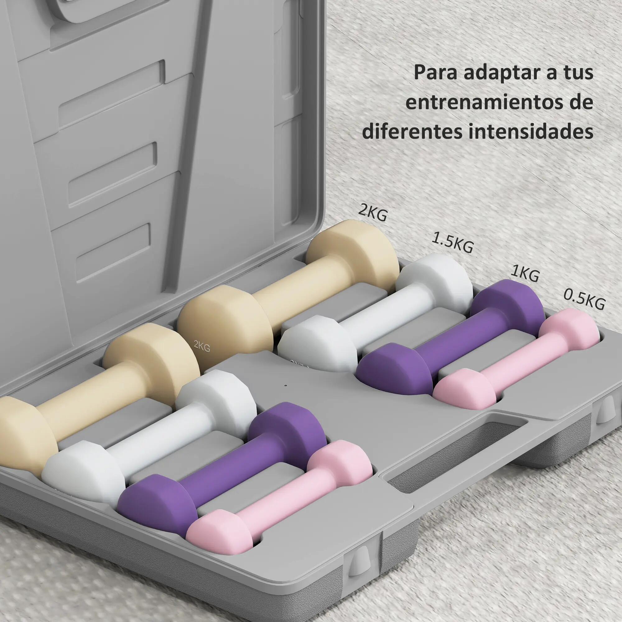 Ensemble de 8 haltères (2 x 0,5 kg, 2 x 1 kg, 2 x 1,5 kg, 2 x 2 kg) avec poignée 9/9