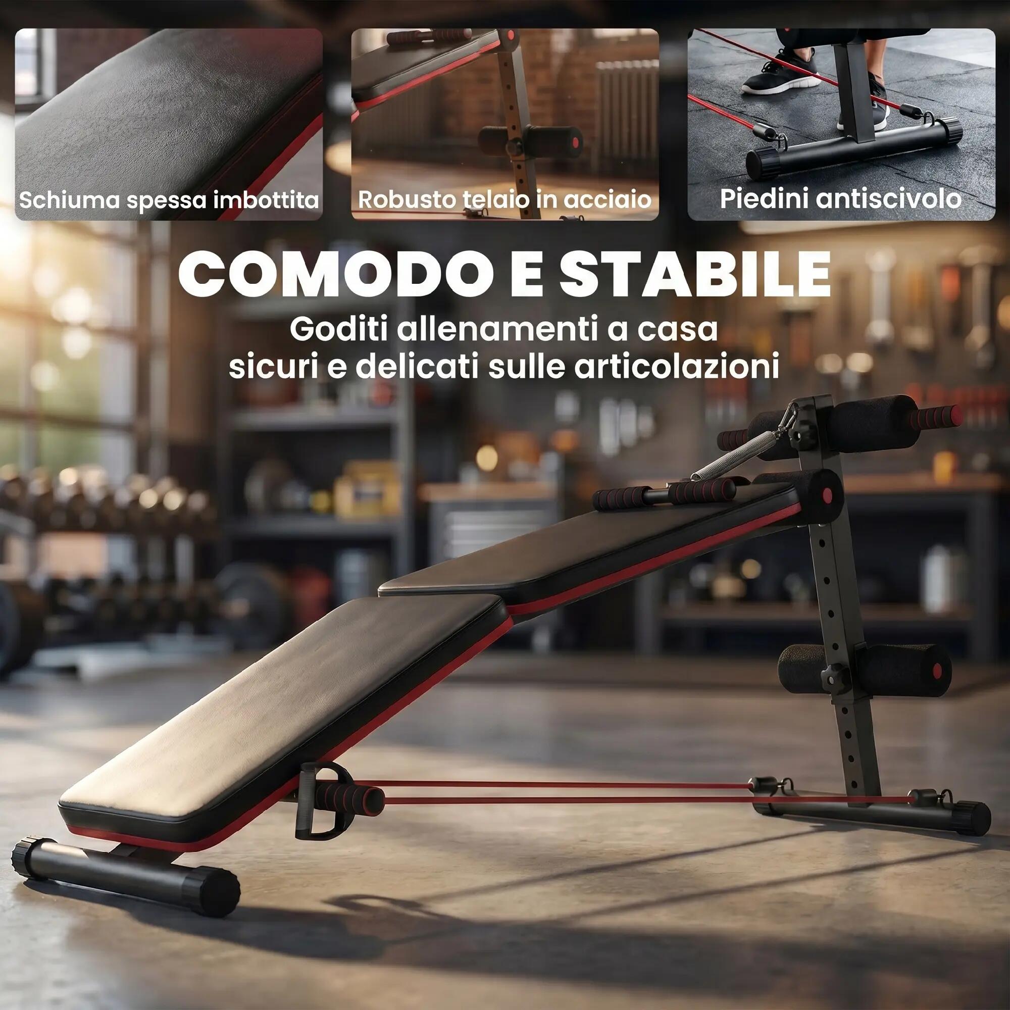 Banc abdominal pliable et réglable avec rameur et 2 cordes, acier 51 x 137 x 50- 9/9