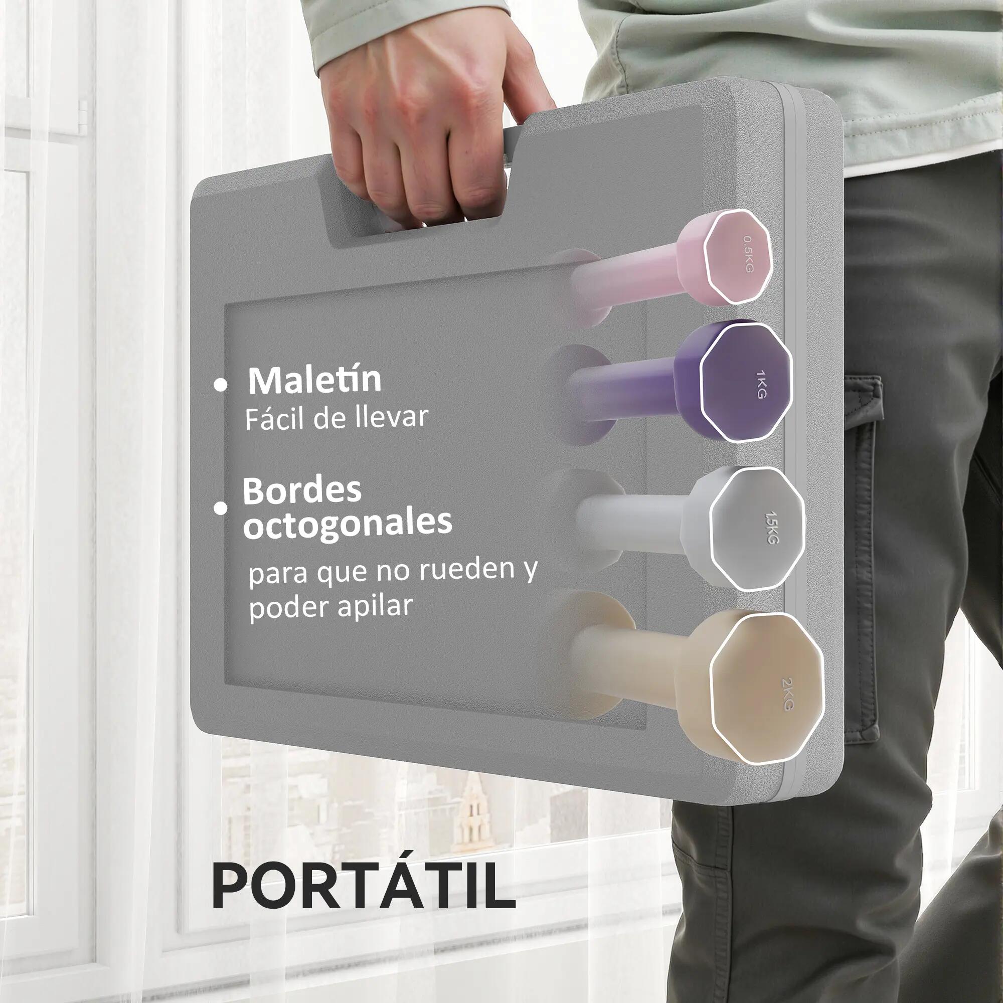 Ensemble de 8 haltères (2 x 0,5 kg, 2 x 1 kg, 2 x 1,5 kg, 2 x 2 kg) avec poignée 8/9