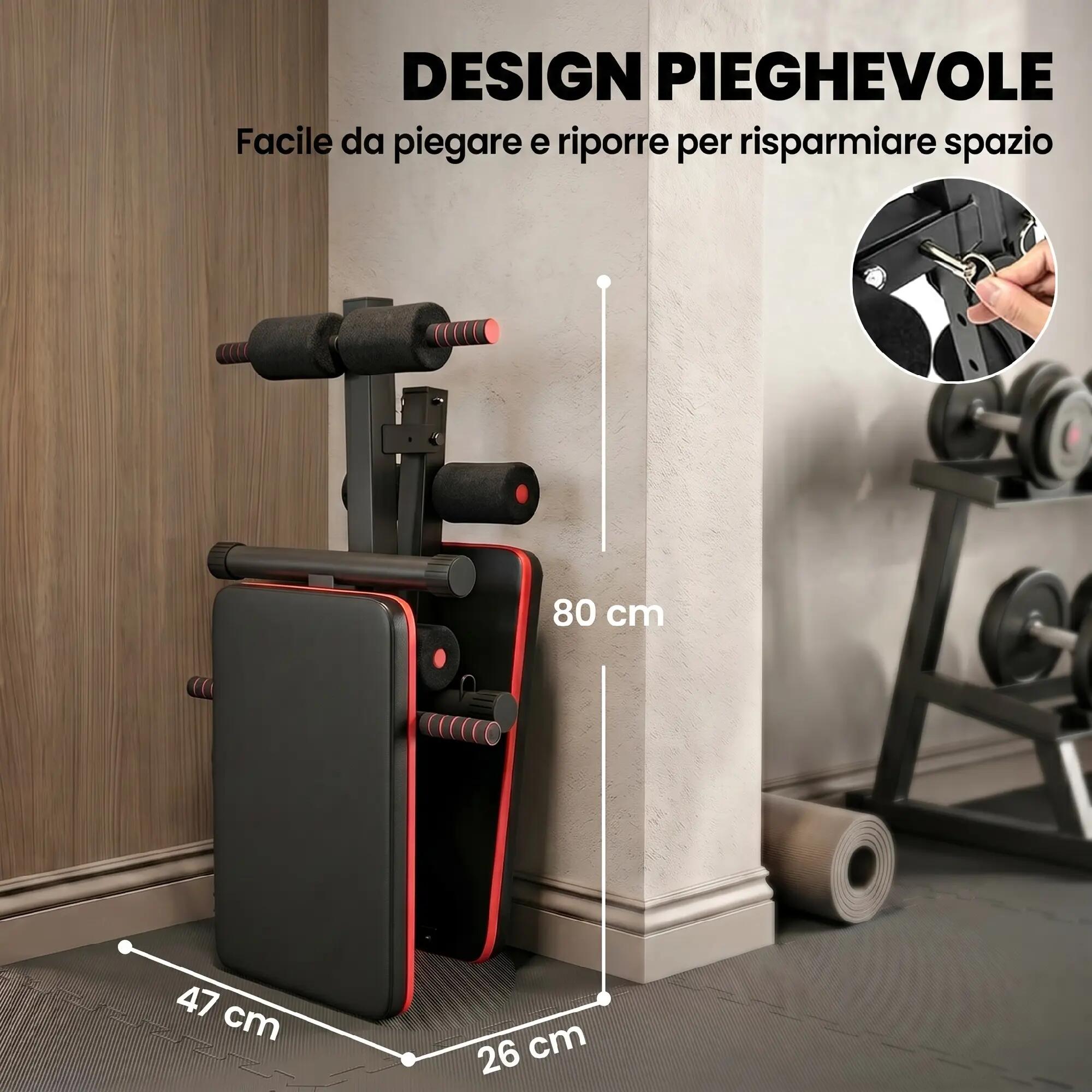 Banc abdominal pliable et réglable avec rameur et 2 cordes, acier 51 x 137 x 50- 8/9