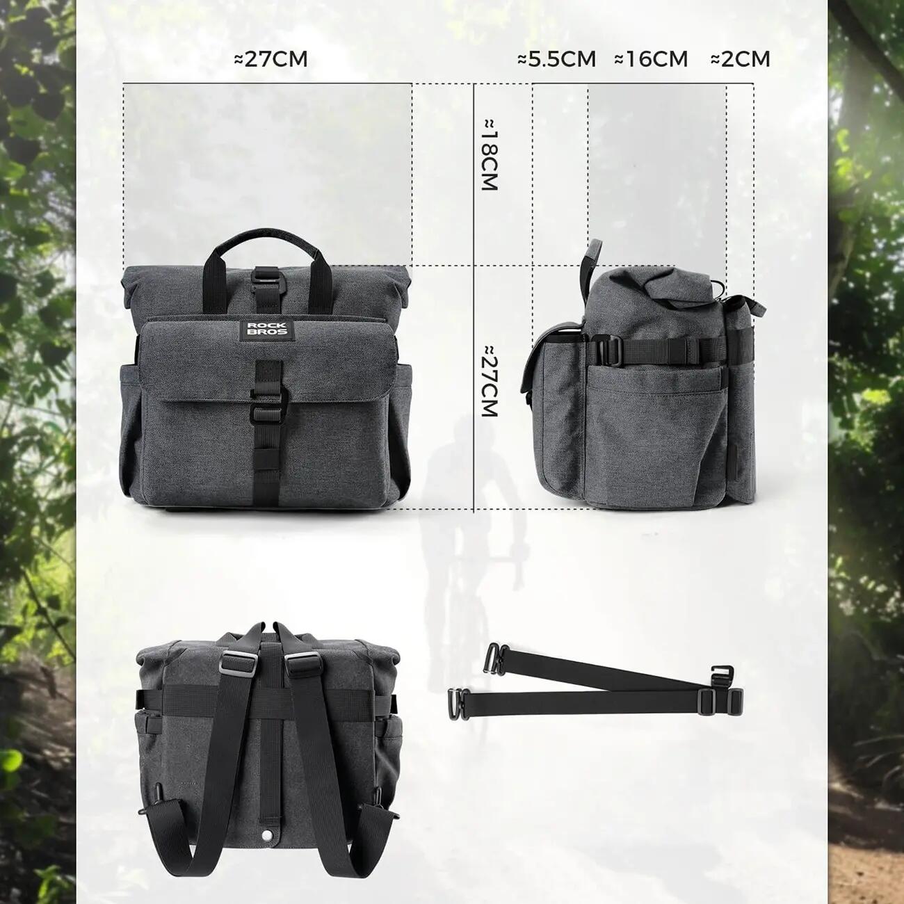 Rockbros H46 Rucksack-Satteltasche/Lenkertasche - Grau 4/5