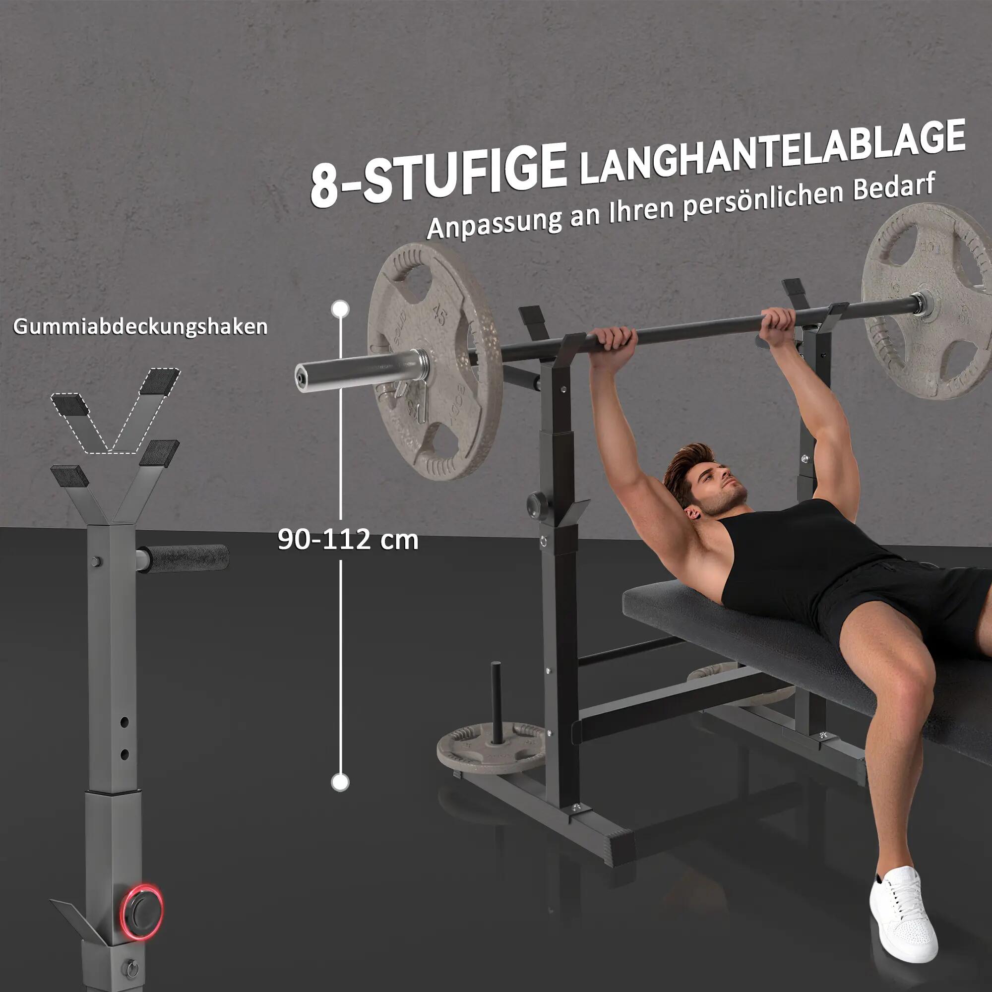 Banc de musculation, 8 positions, pliable, base en acier, rembourré, revêtement 7/9