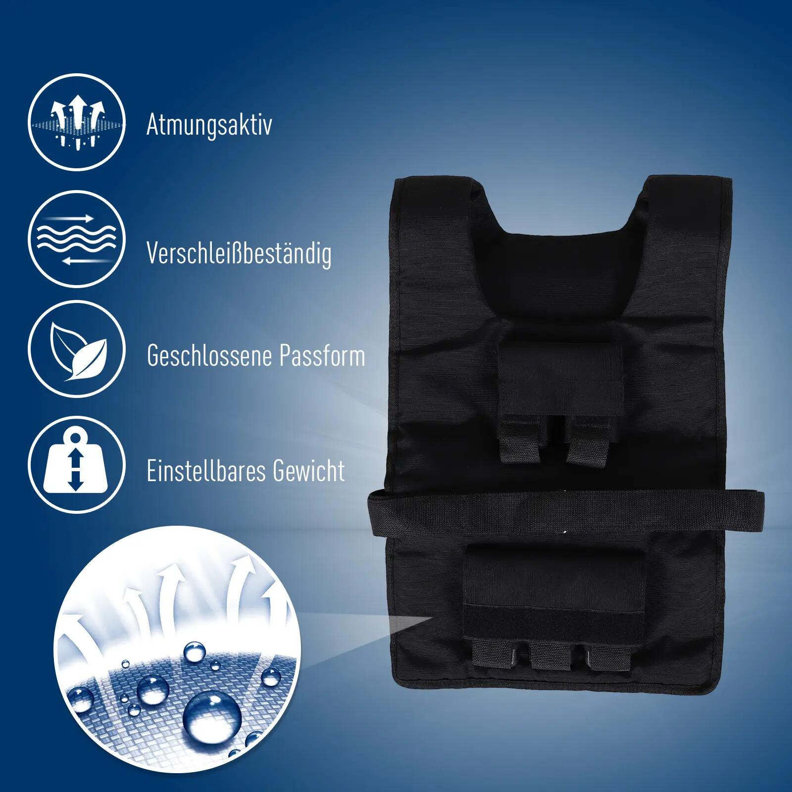 Gilet lesté de 15 kg / 20 kg / 30 kg, ajustable et avec poids amovibles. Gilet d 6/9