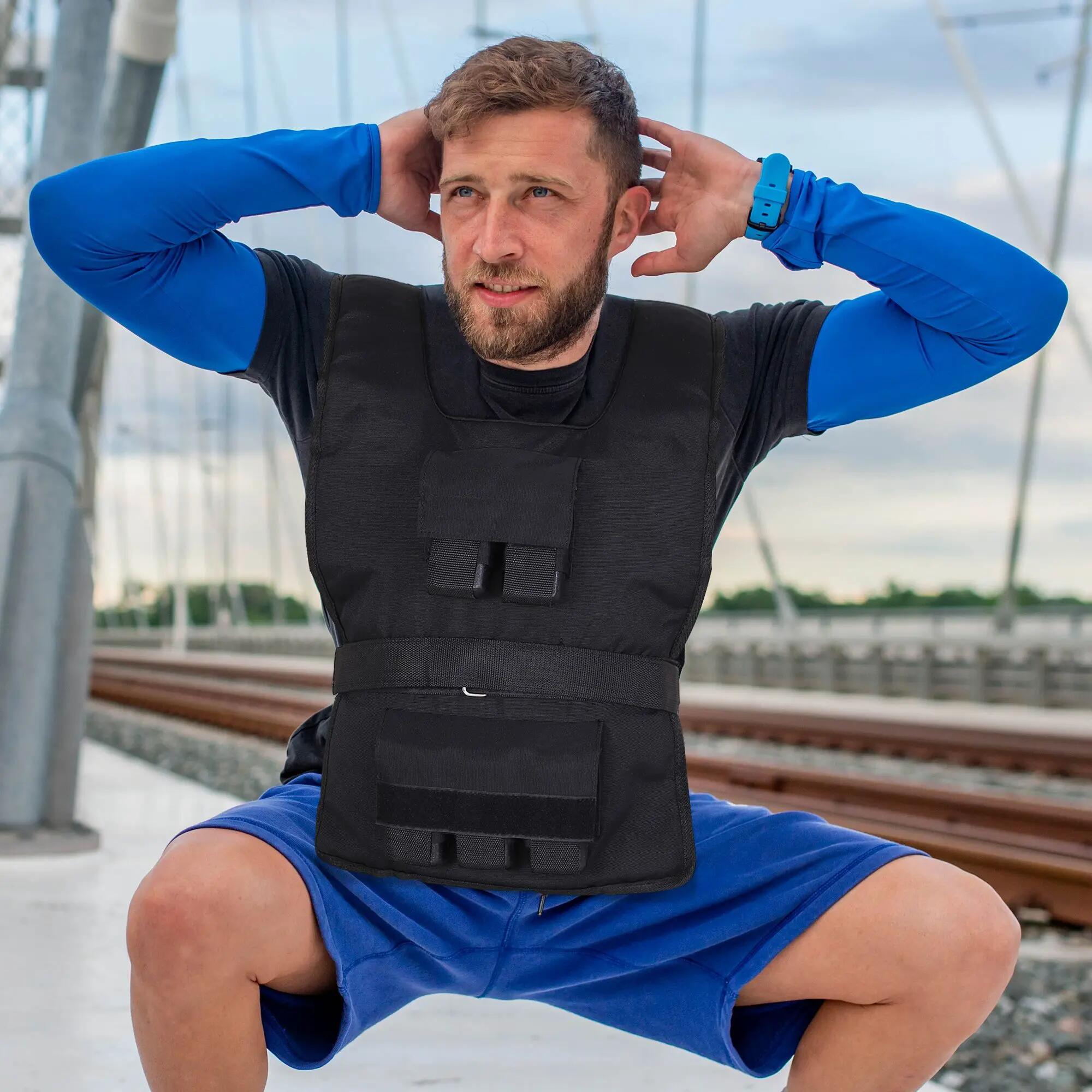 Gilet lesté de 15 kg / 20 kg / 30 kg, ajustable et avec poids amovibles. Gilet d 4/9