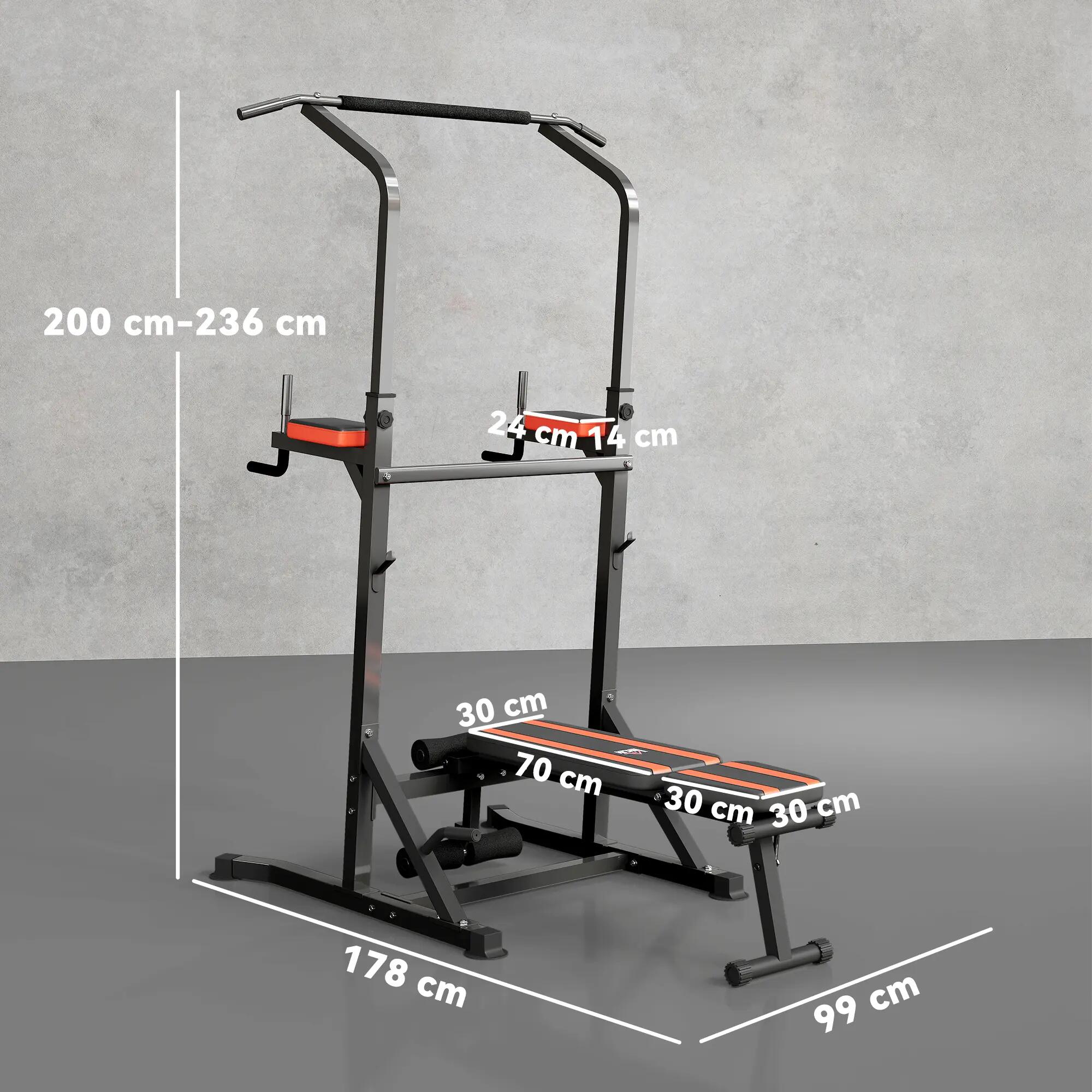 Station de musculation pliable avec hauteur réglable, barre de traction et banc 5/9