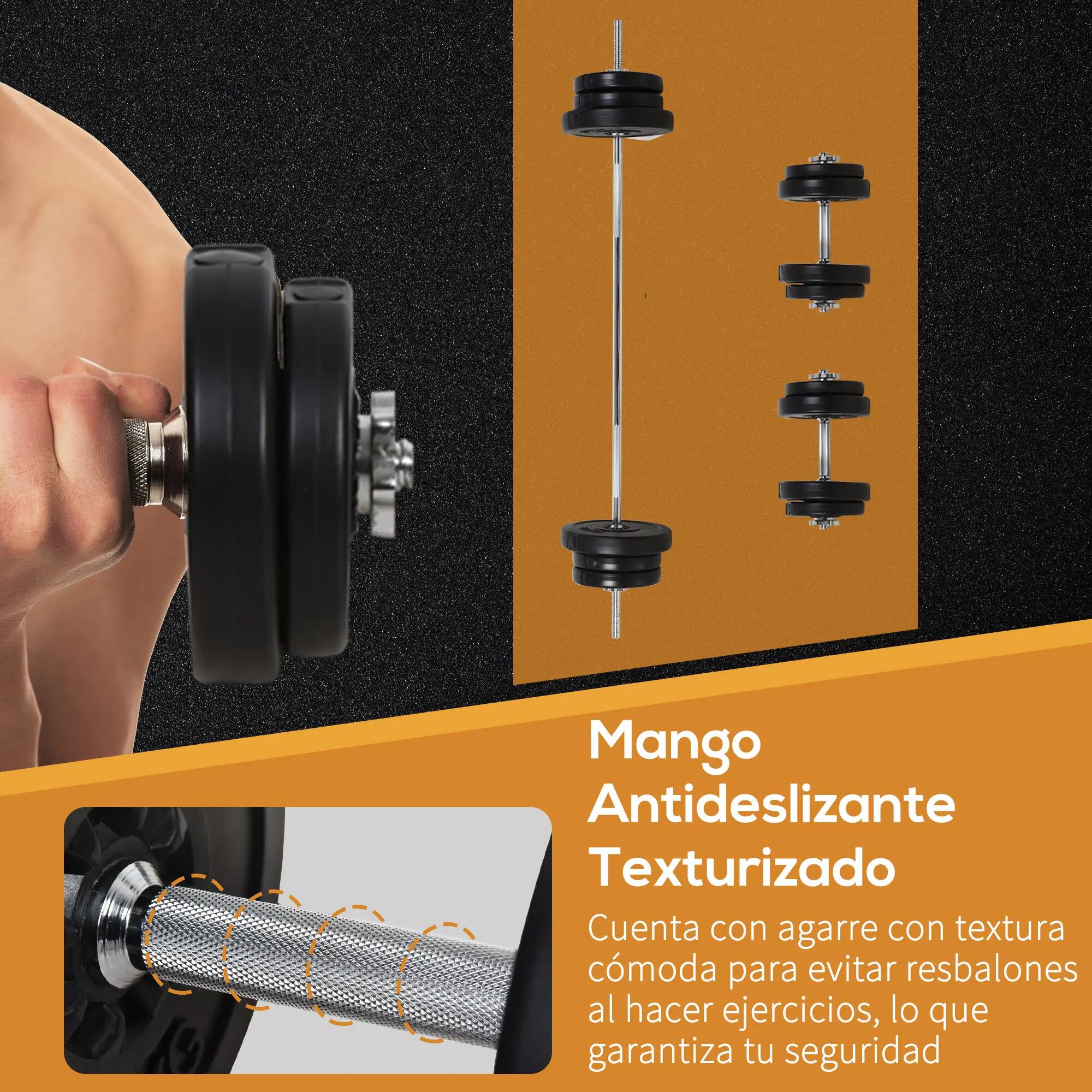 Kit de musculation de 55 kg avec haltères et barre, poids ajustables 2 en 1 avec 6/9