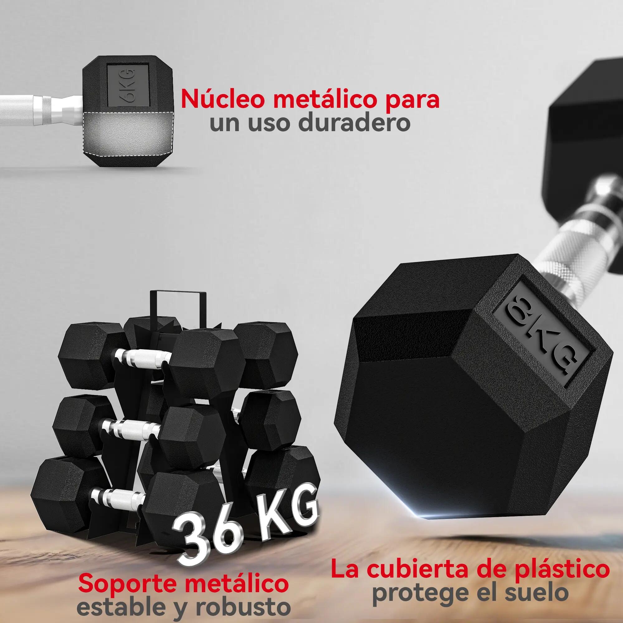 Ensemble d'haltères 2x4kg, 2x6kg, 2x8kg avec support de rangement pour l'entraîn 8/9