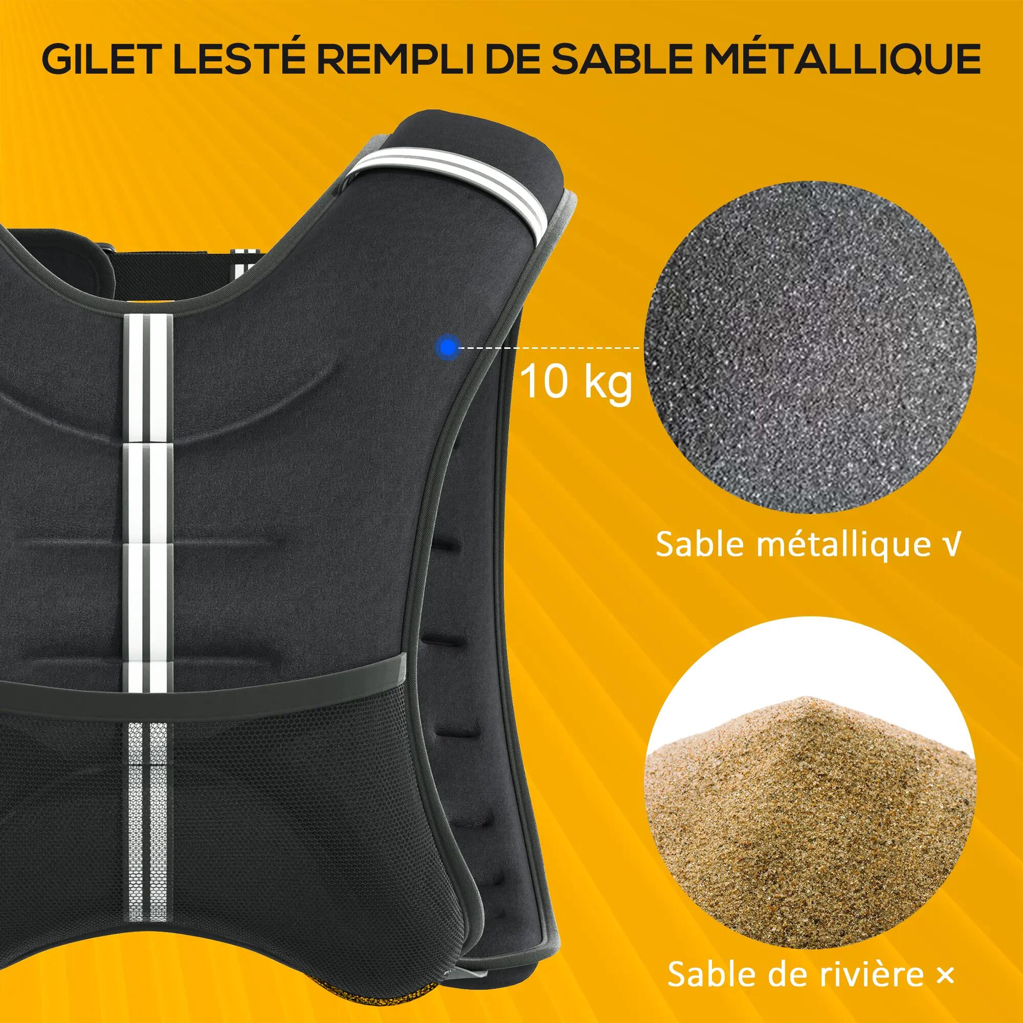 Gilet lesté de 10 kg, veste lestée, pour homme et femme, avec poche de rangement 7/9