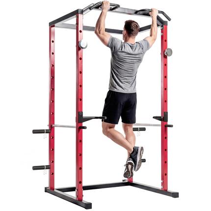 Cage à squats avec barre de traction et station de dips réglable pour salle de s