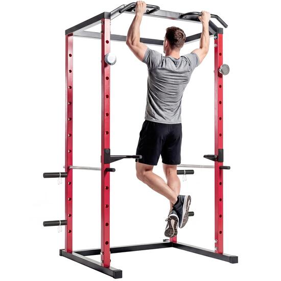 Cage à squats avec barre de traction et station de dips réglable pour salle de s