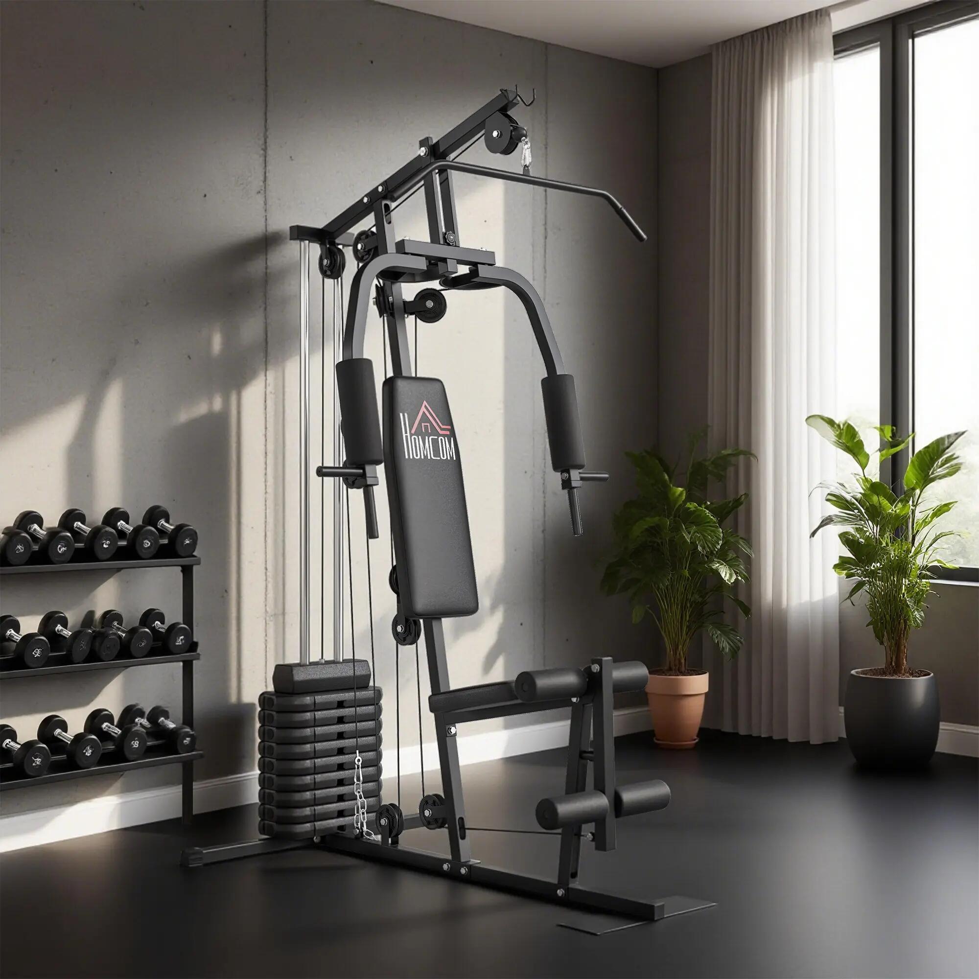 Station de musculation complète - 9 contrepoids total 45 Kg - acier noir 2/5