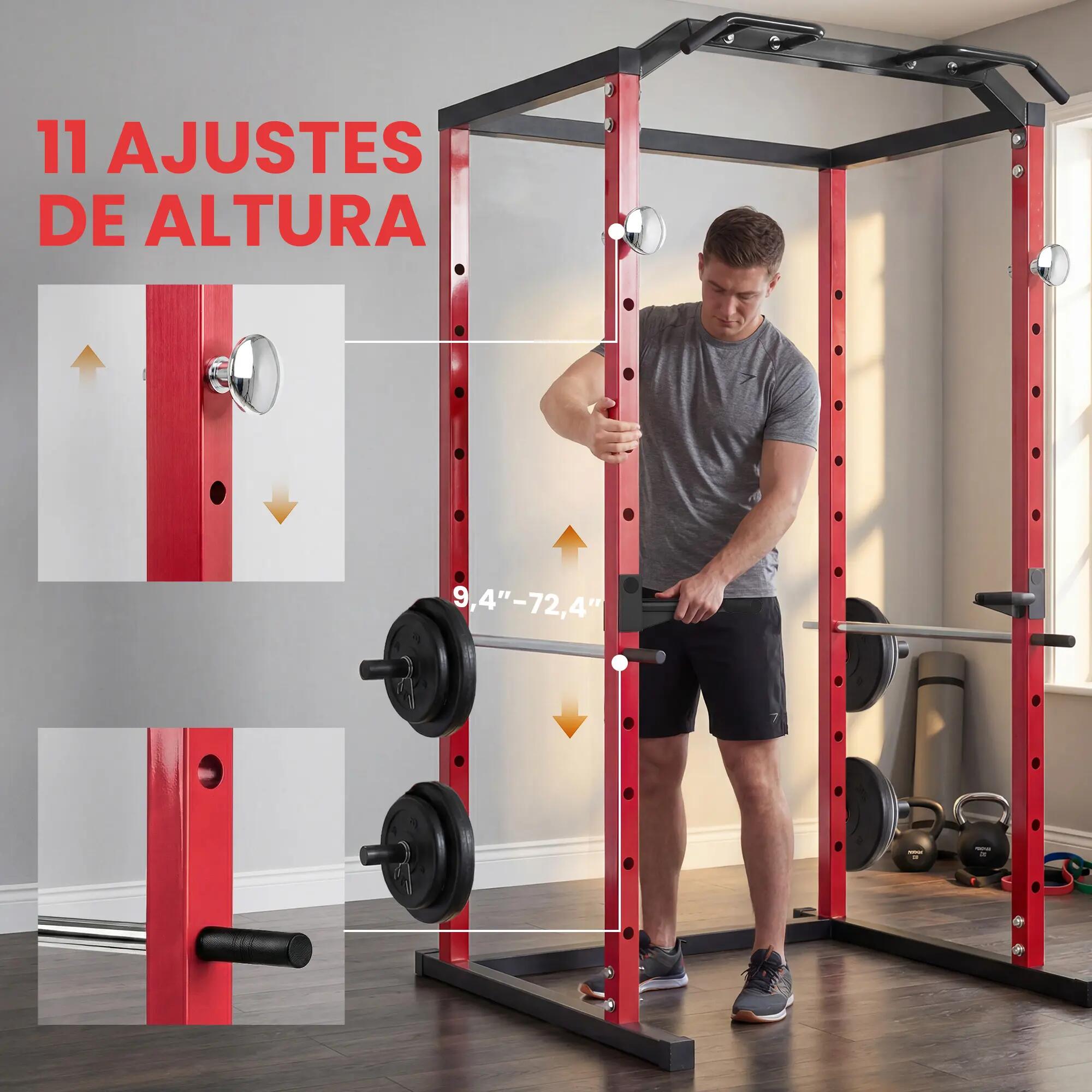Cage à squats avec barre de traction et station de dips réglable pour salle de s 9/9