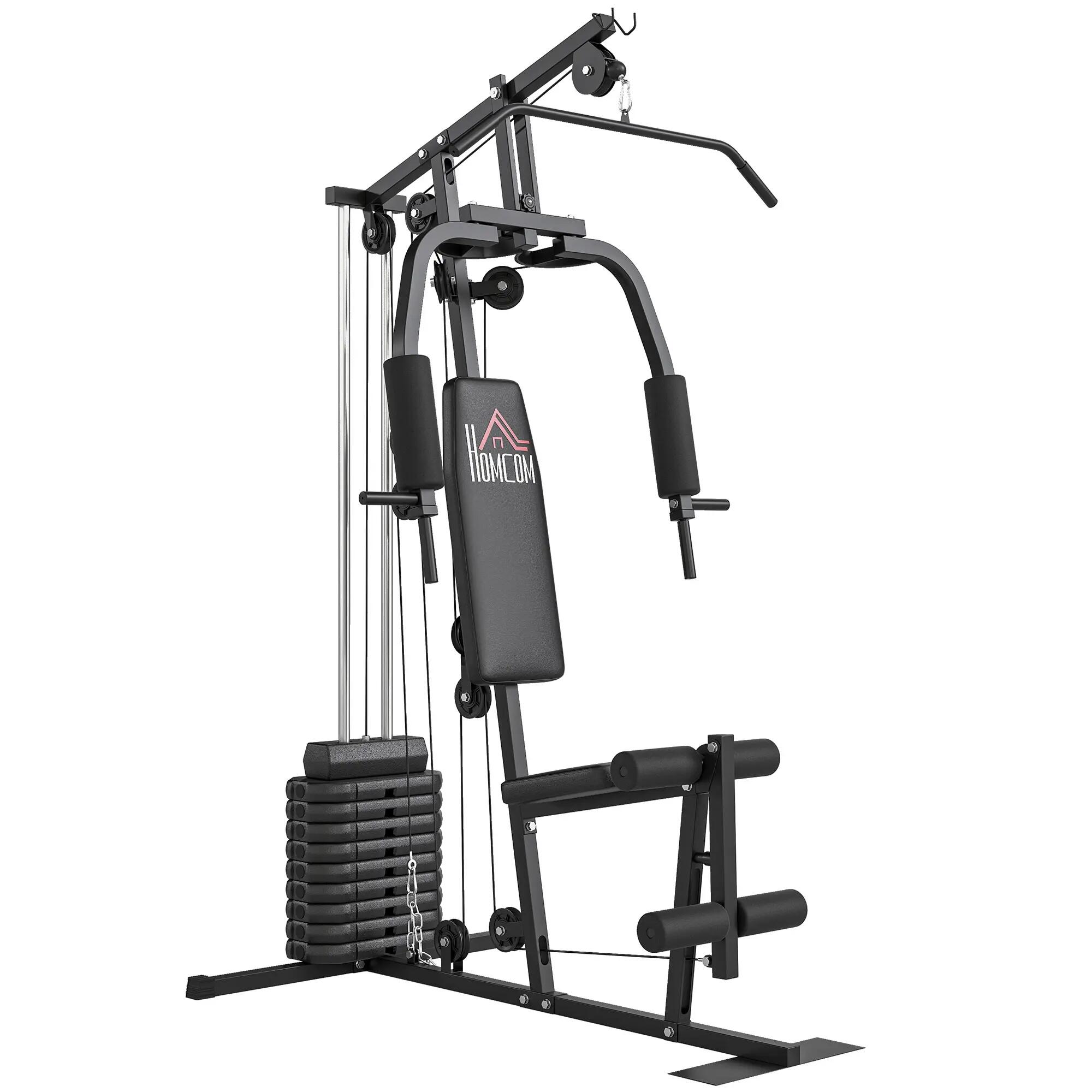 Station de musculation complète - 9 contrepoids total 45 Kg - acier noir 5/5
