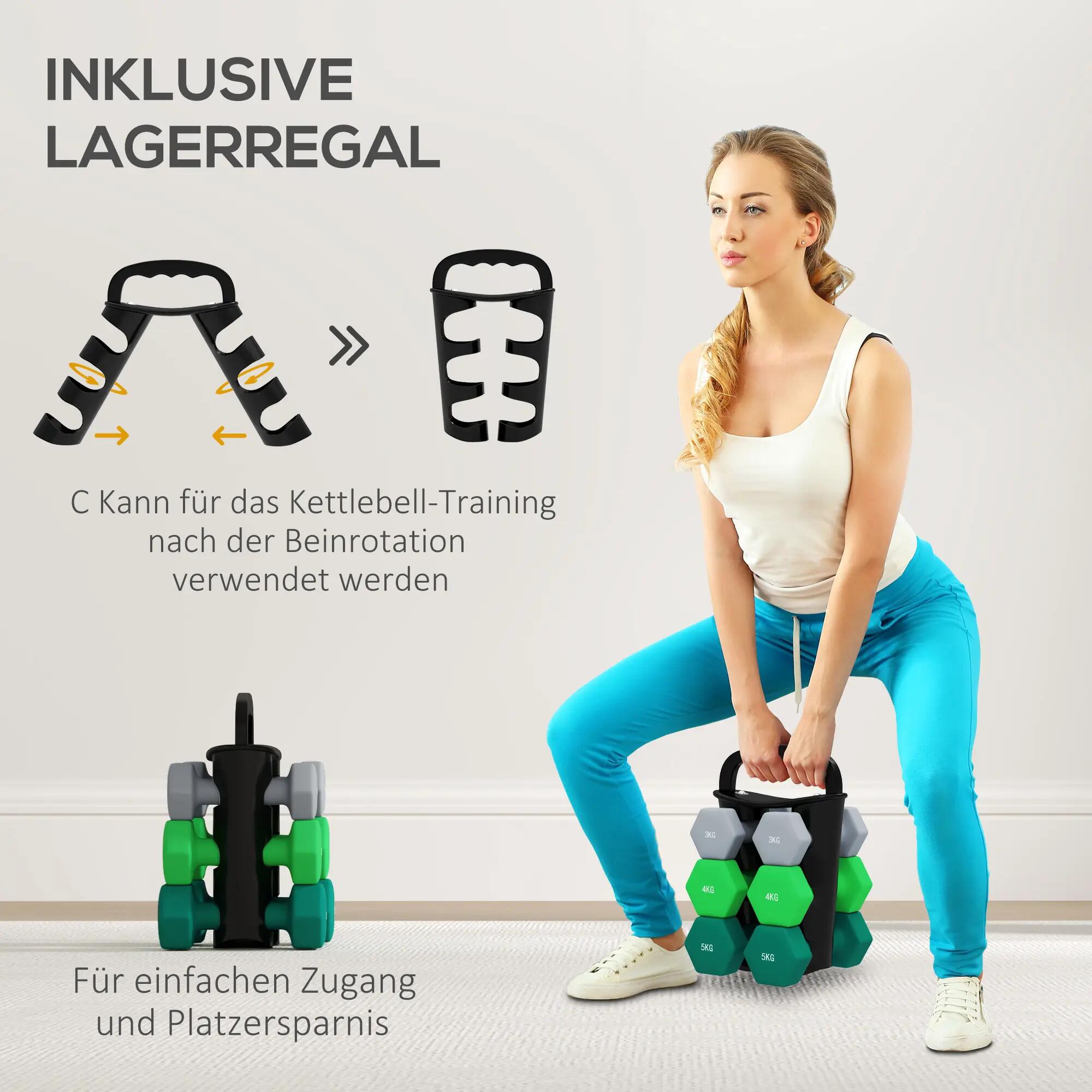 Ensemble d'haltères avec support de rangement, comprenant 6 haltères pour l'entr 7/9