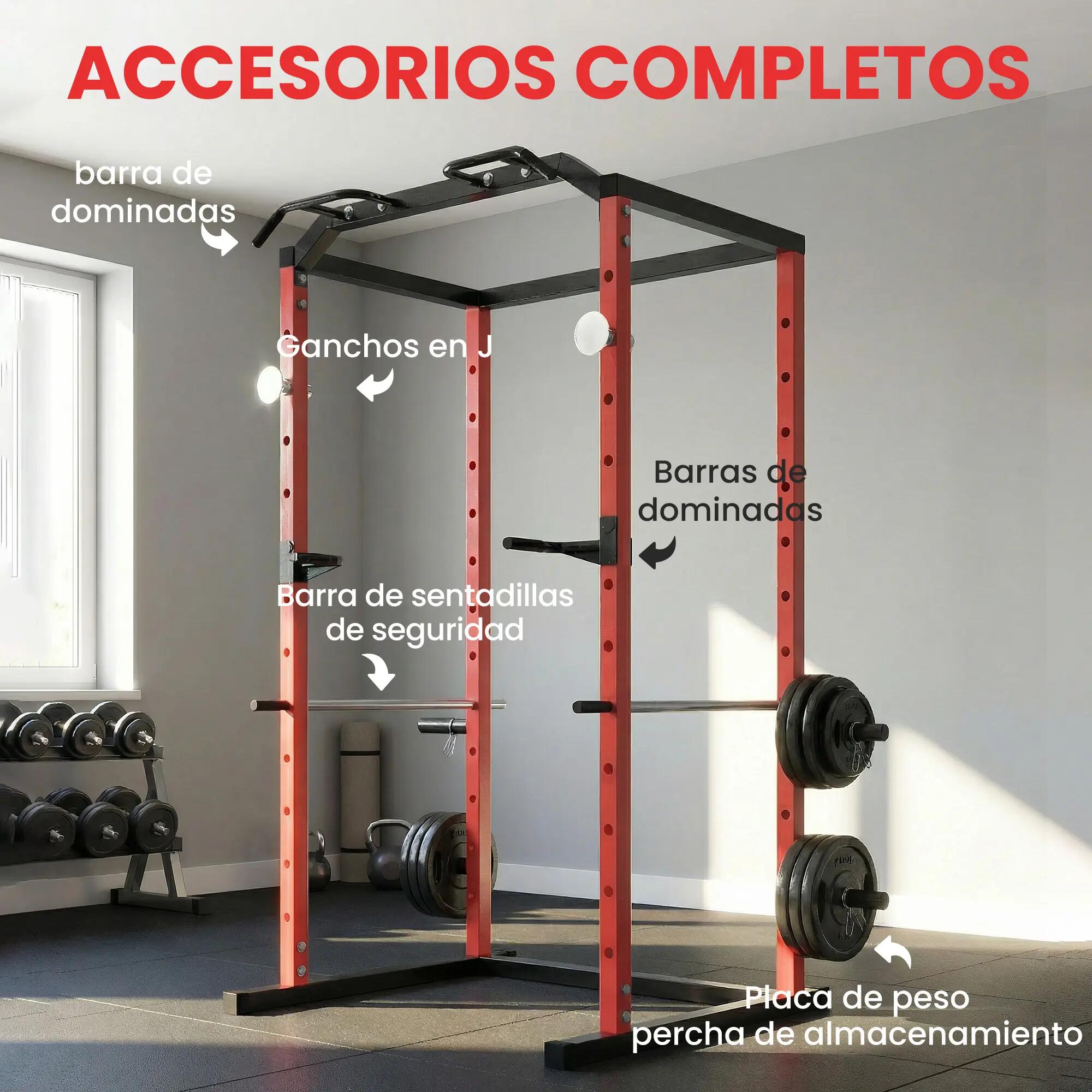 Cage à squats avec barre de traction et station de dips réglable pour salle de s 8/9