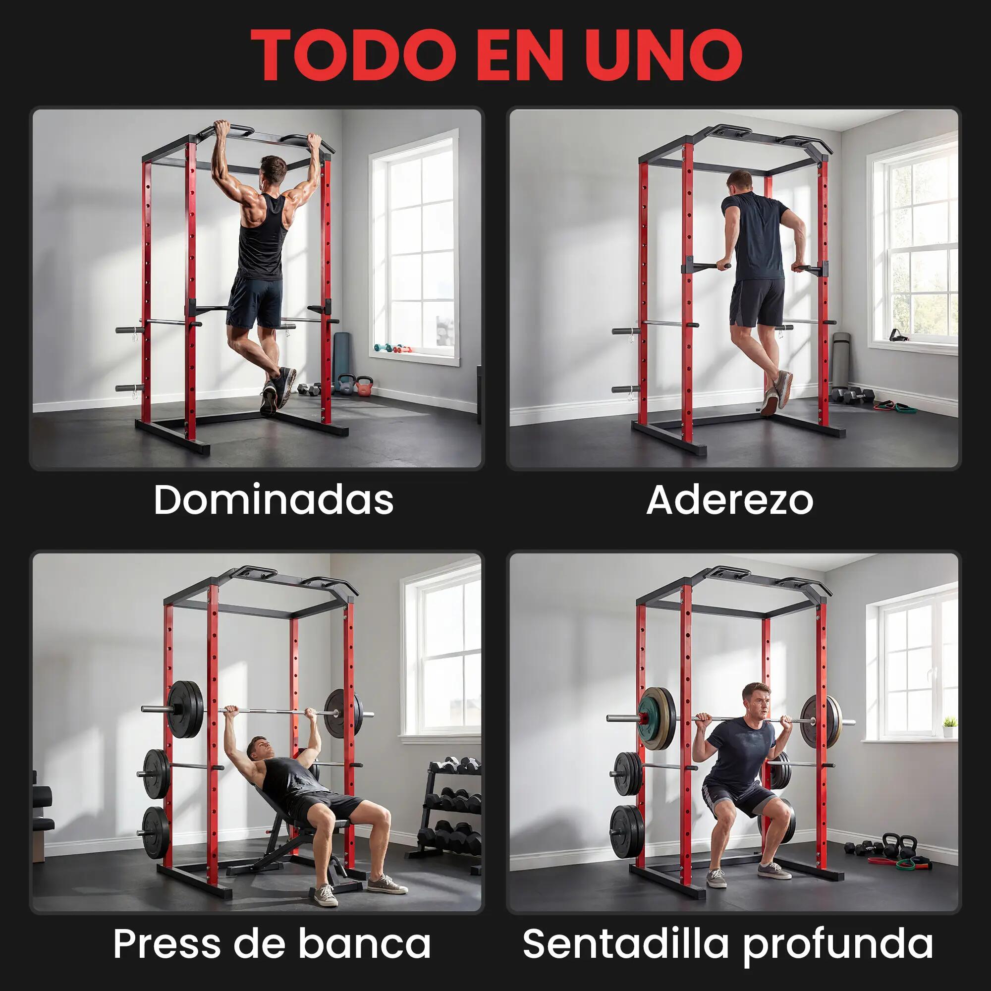 Cage à squats avec barre de traction et station de dips réglable pour salle de s 6/9